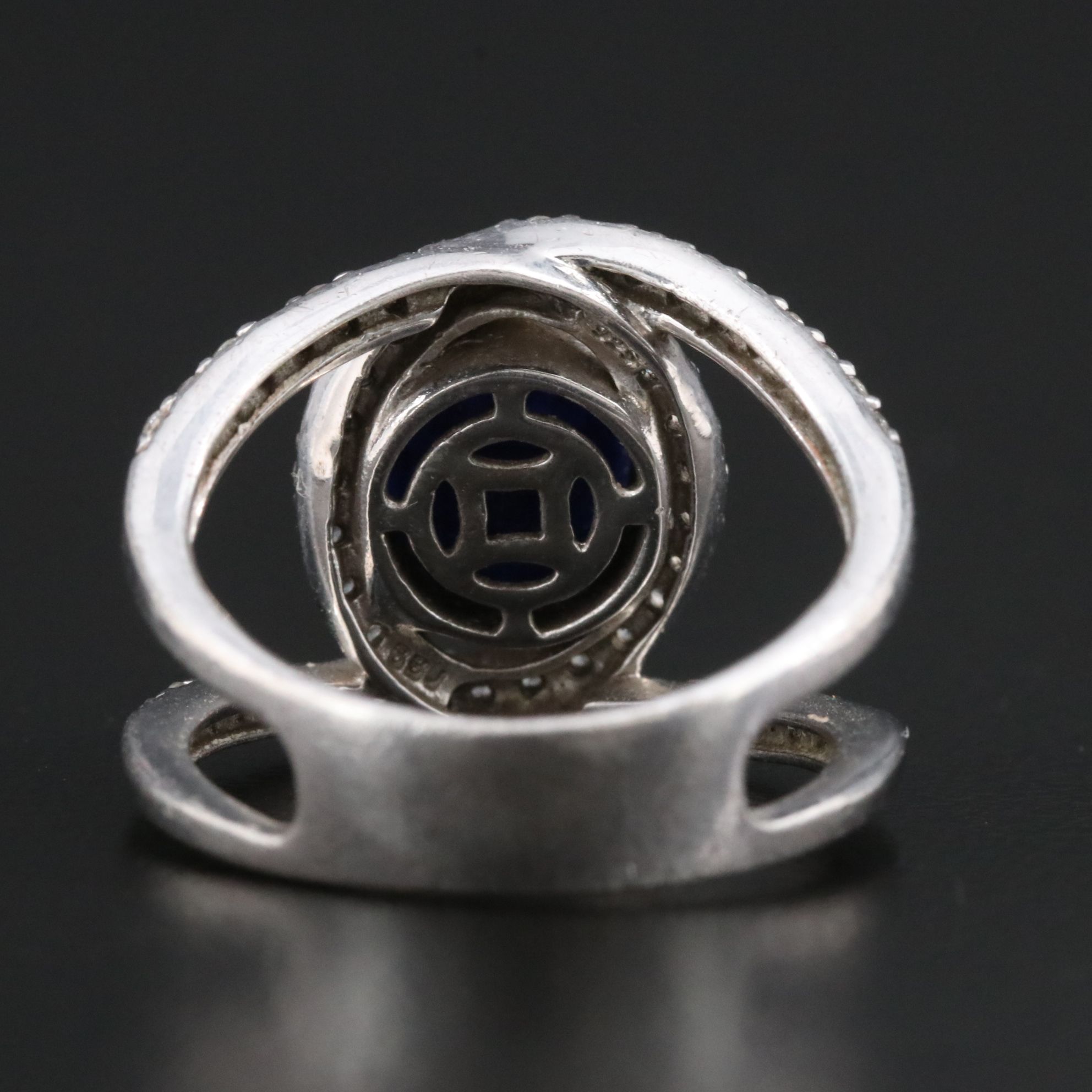 Sterling Sapphire and White Zircon Ring