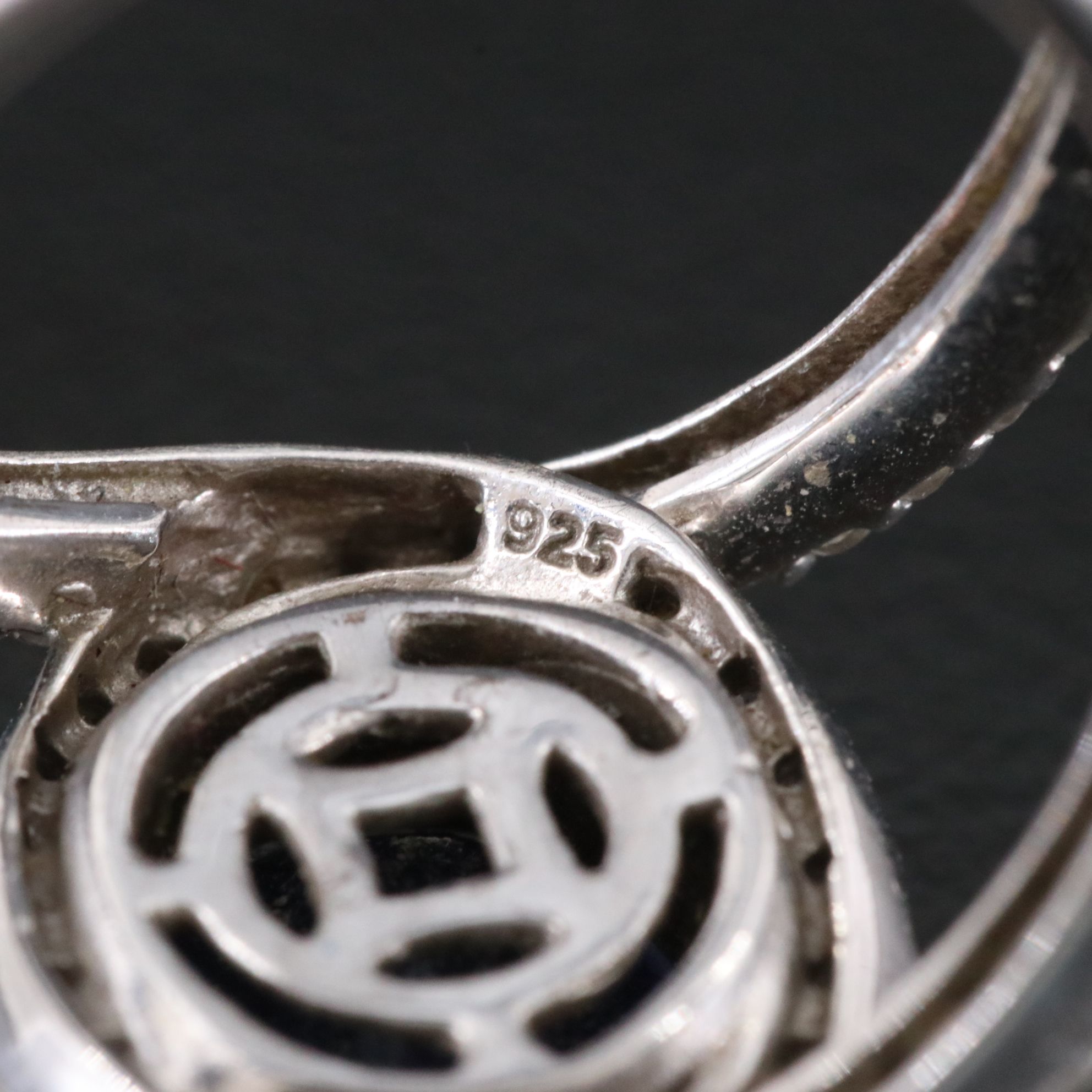 Sterling Sapphire and White Zircon Ring