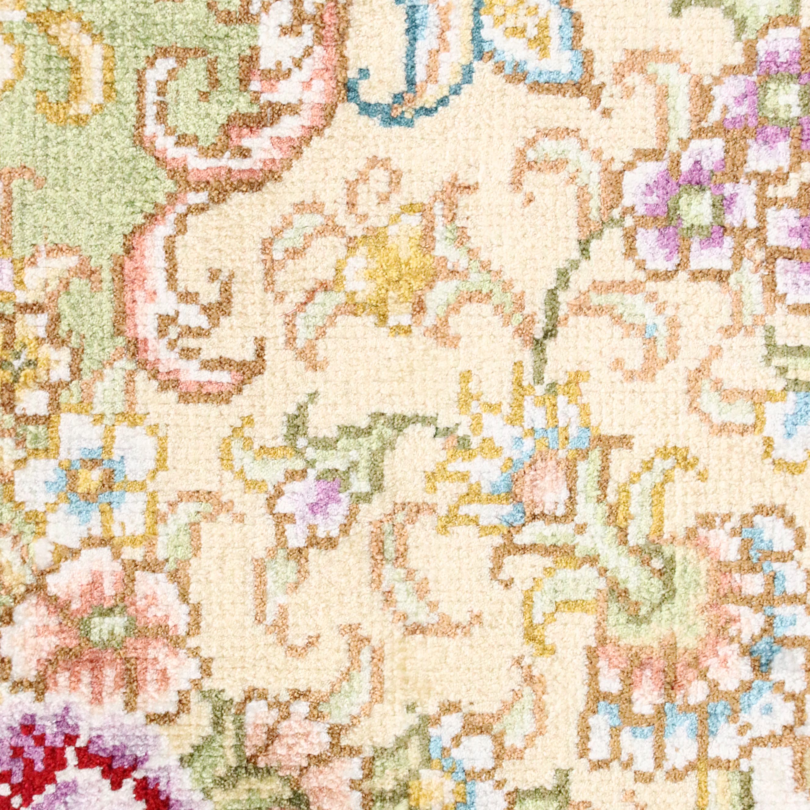 5'1 x 8'7 Hand-Knotted Signed Persian Qom Silk Area Rug