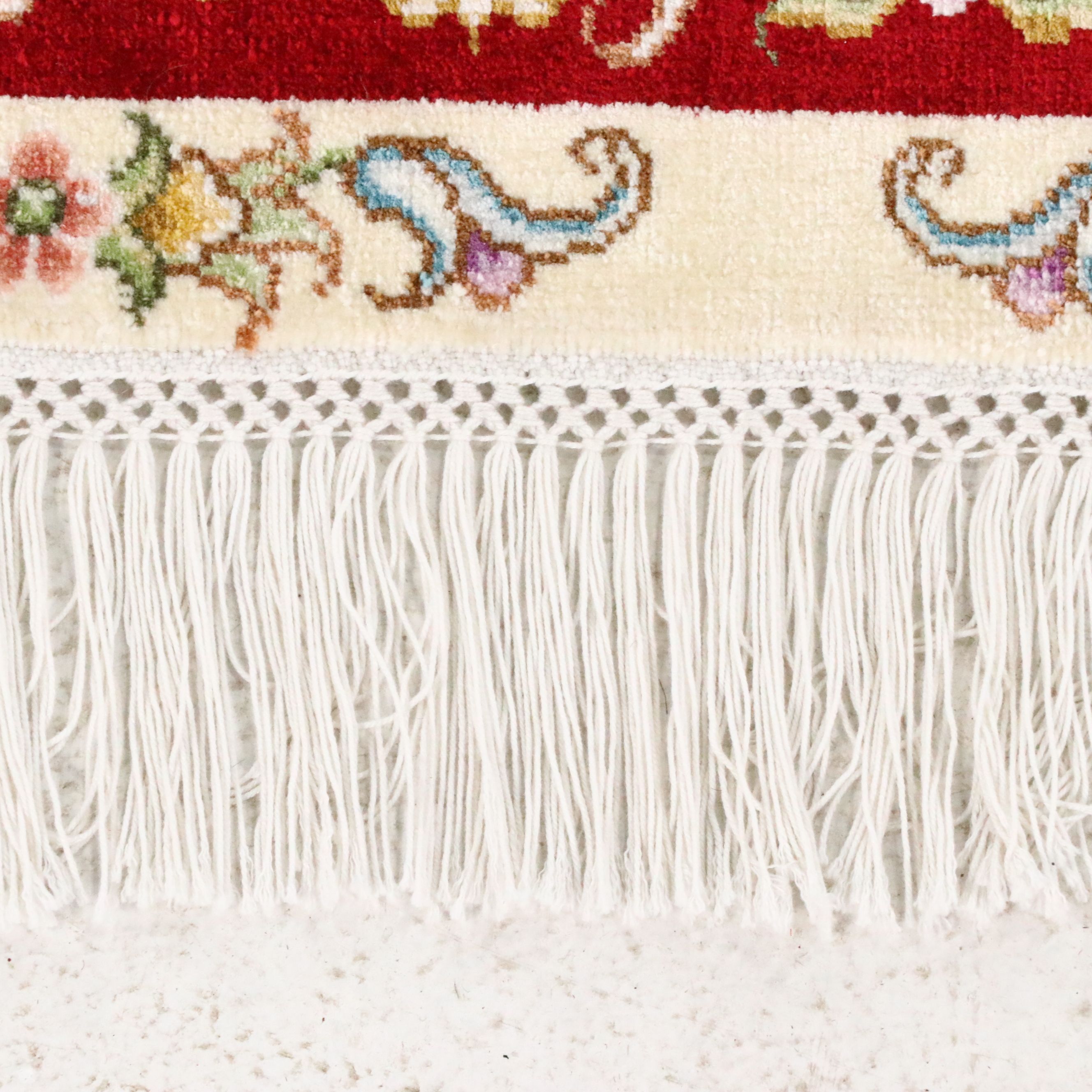 5'1 x 8'7 Hand-Knotted Signed Persian Qom Silk Area Rug