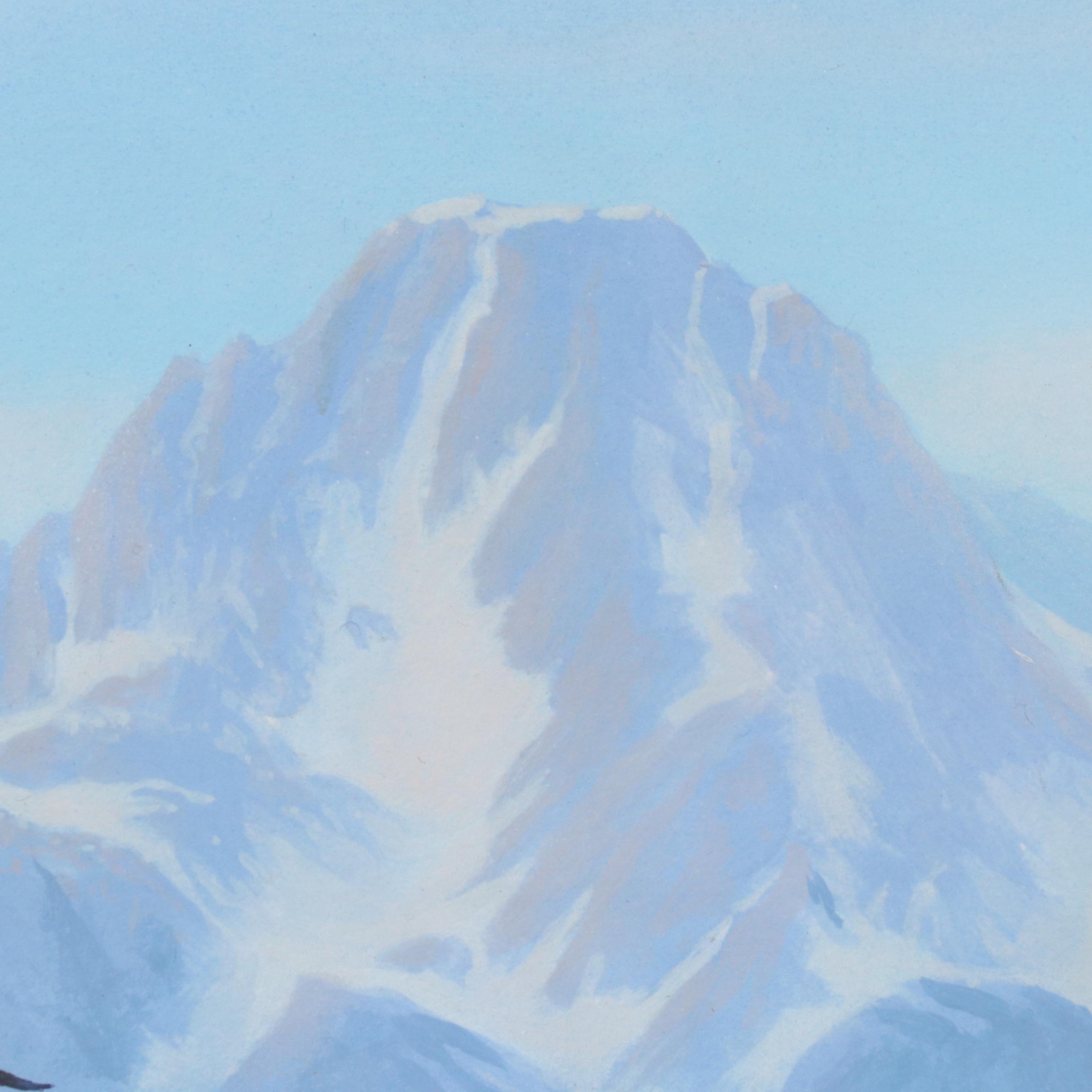 Chuck Marshall Gouache Illustration of Soaring Bald Eagle