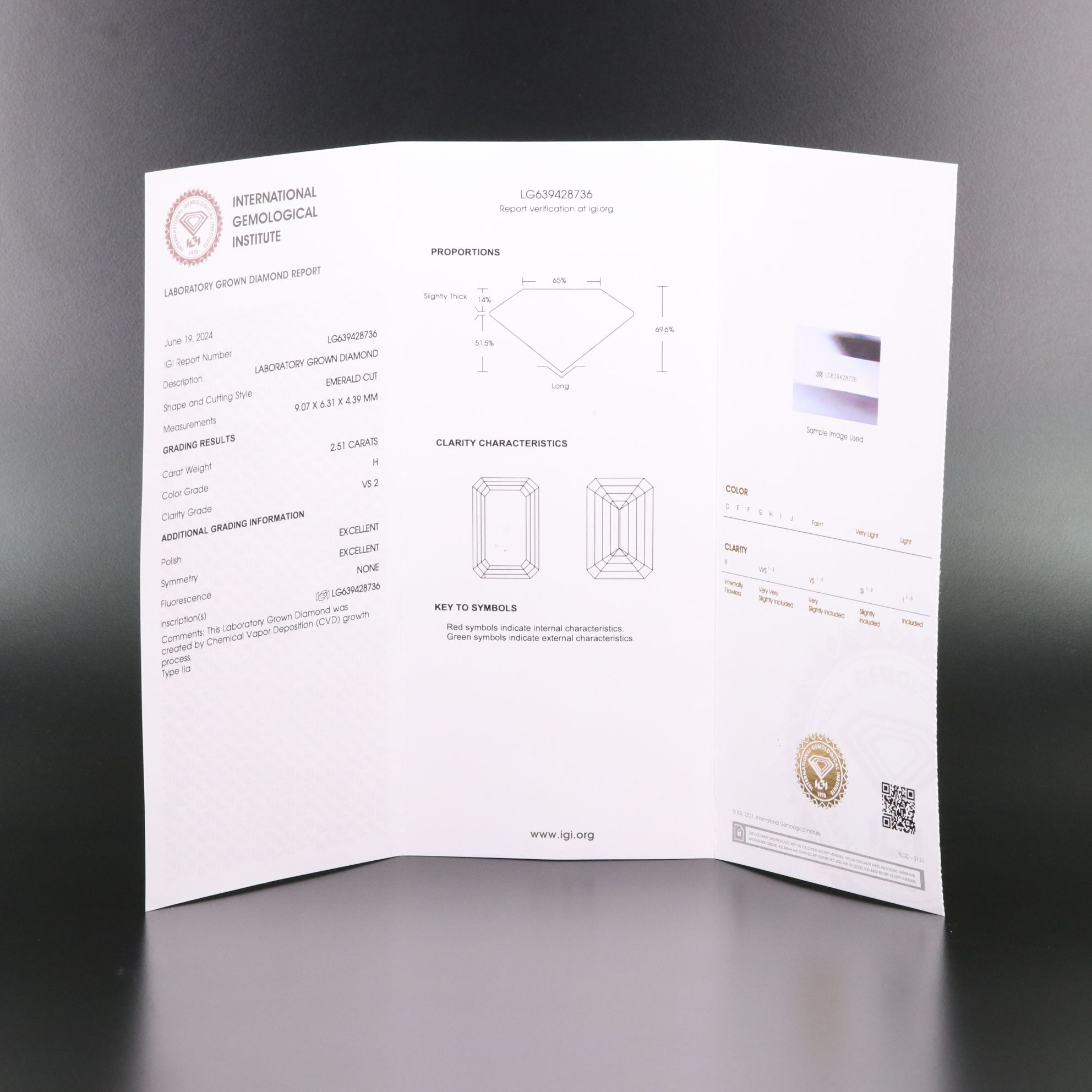 Loose 2.51 CT Lab Grown Diamond with IGI Report