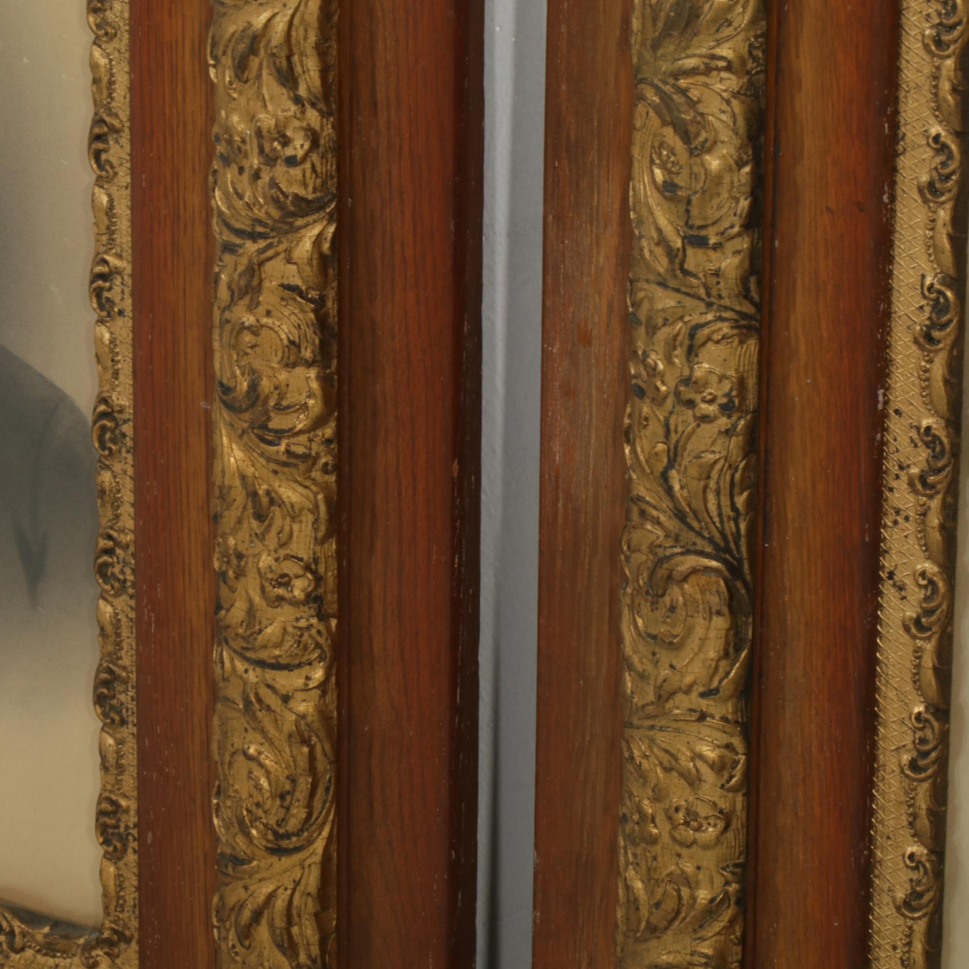 Crayon Portraits of Elderly Man and Woman, Mid to Late 19th Century