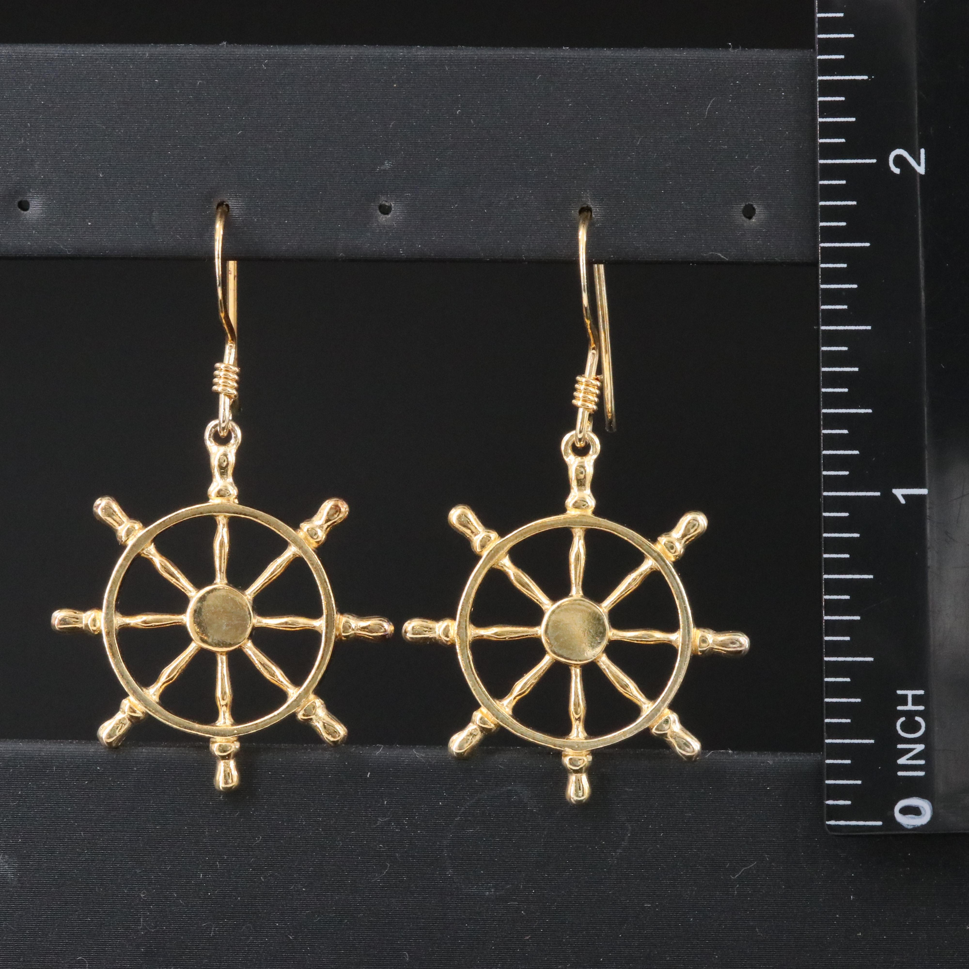 Sterling Ship's Wheel Earrings and Pendant