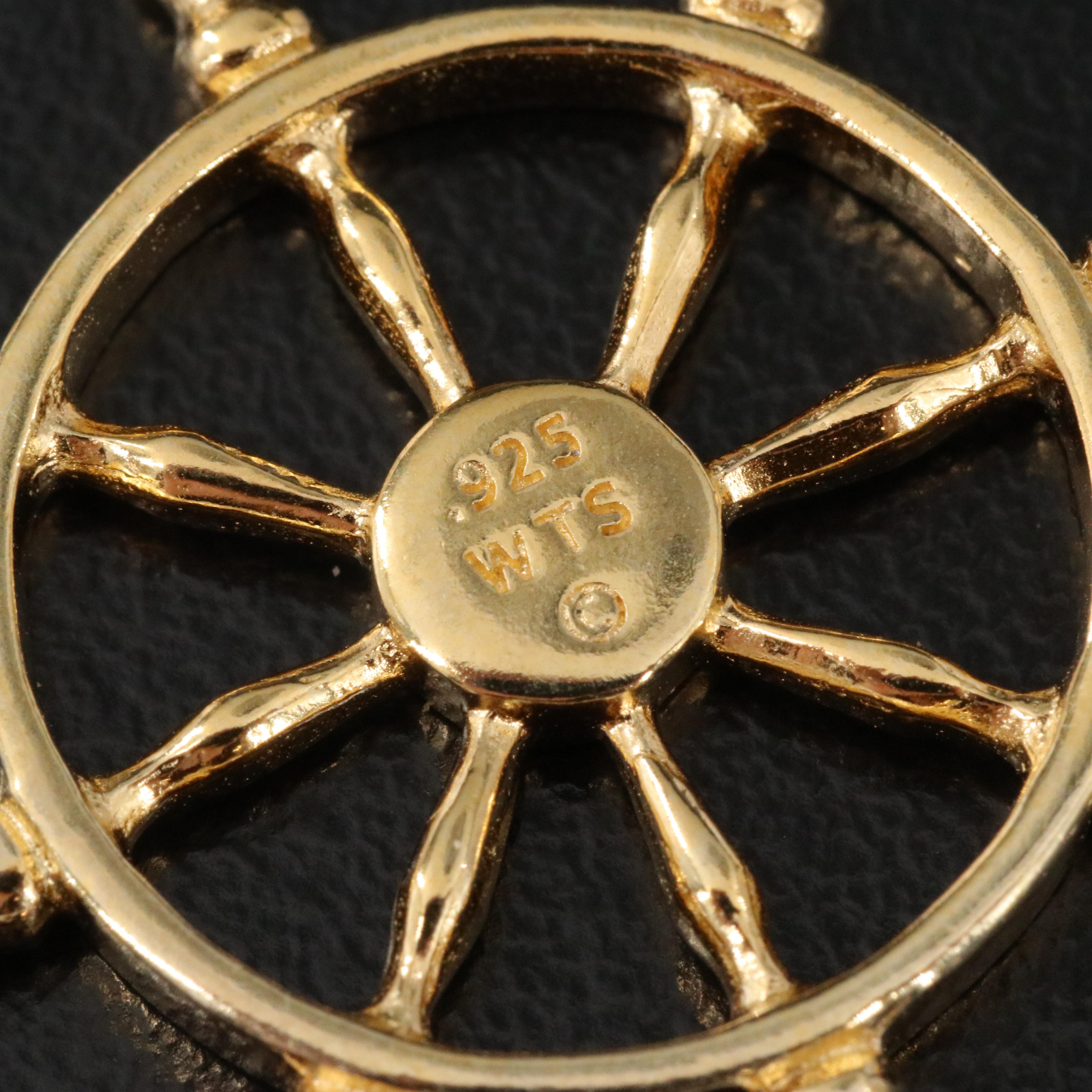 Sterling Ship's Wheel Earrings and Pendant
