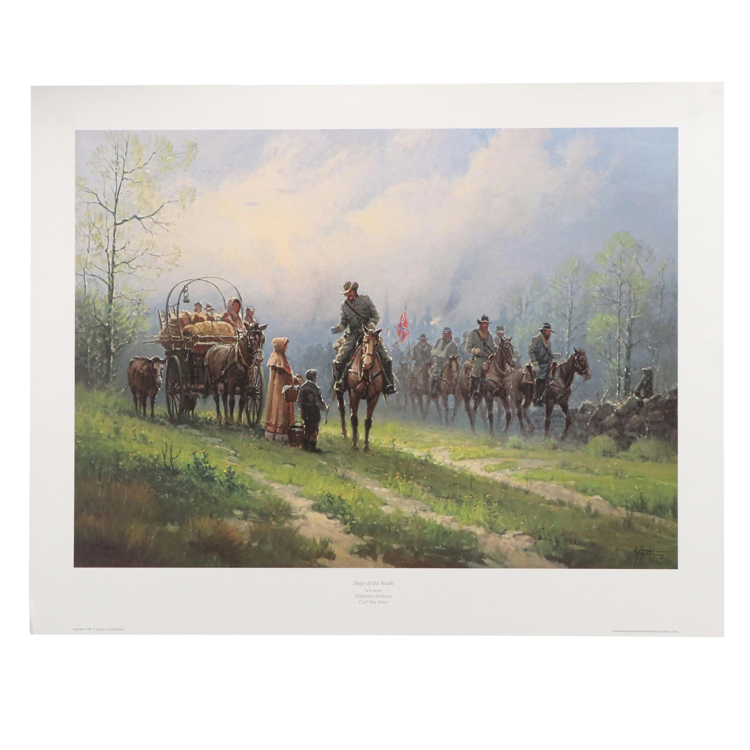 G. Harvey Civil War Offset Lithograph "Siege of the South," 1992