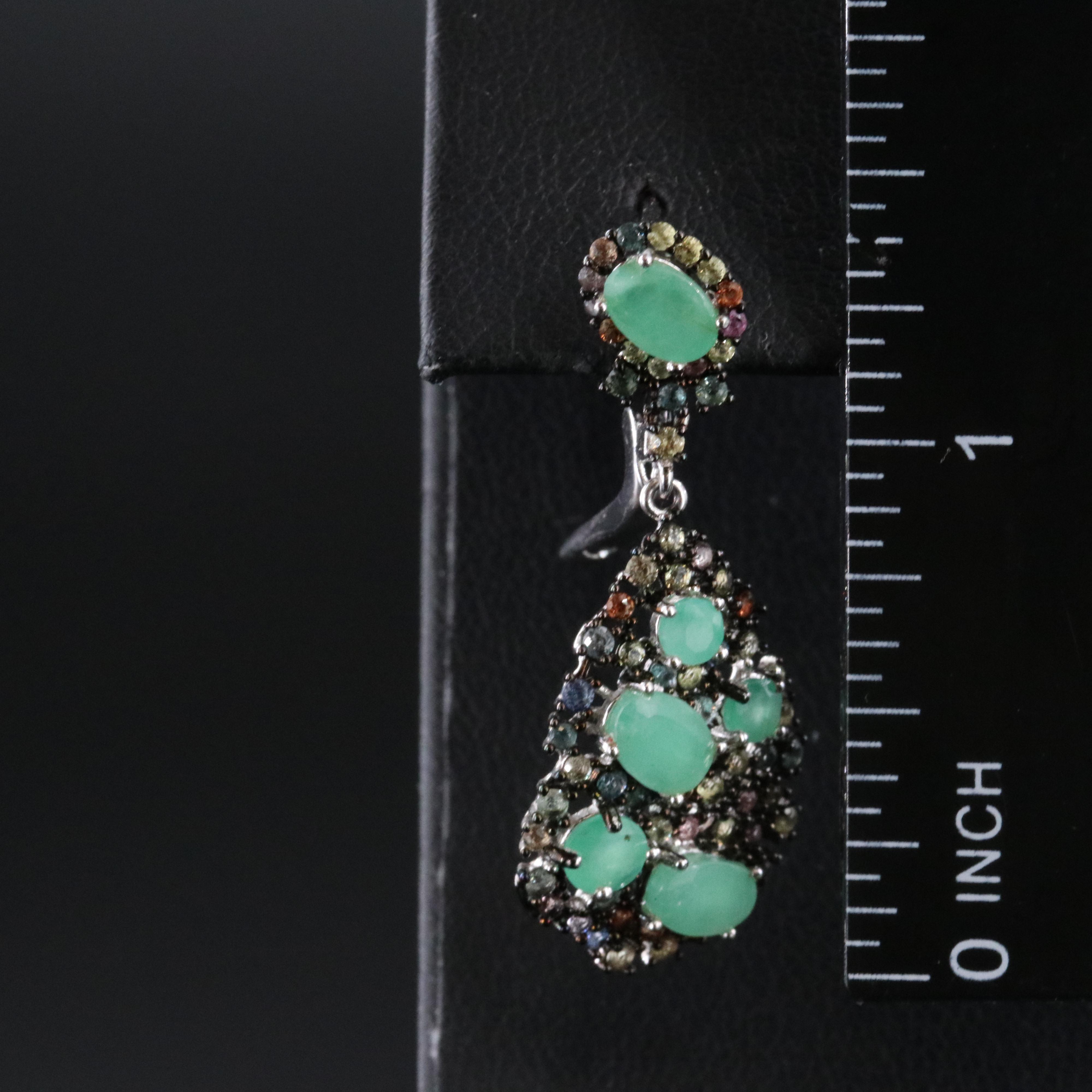 Sterling Emerald and Sapphire Earrings