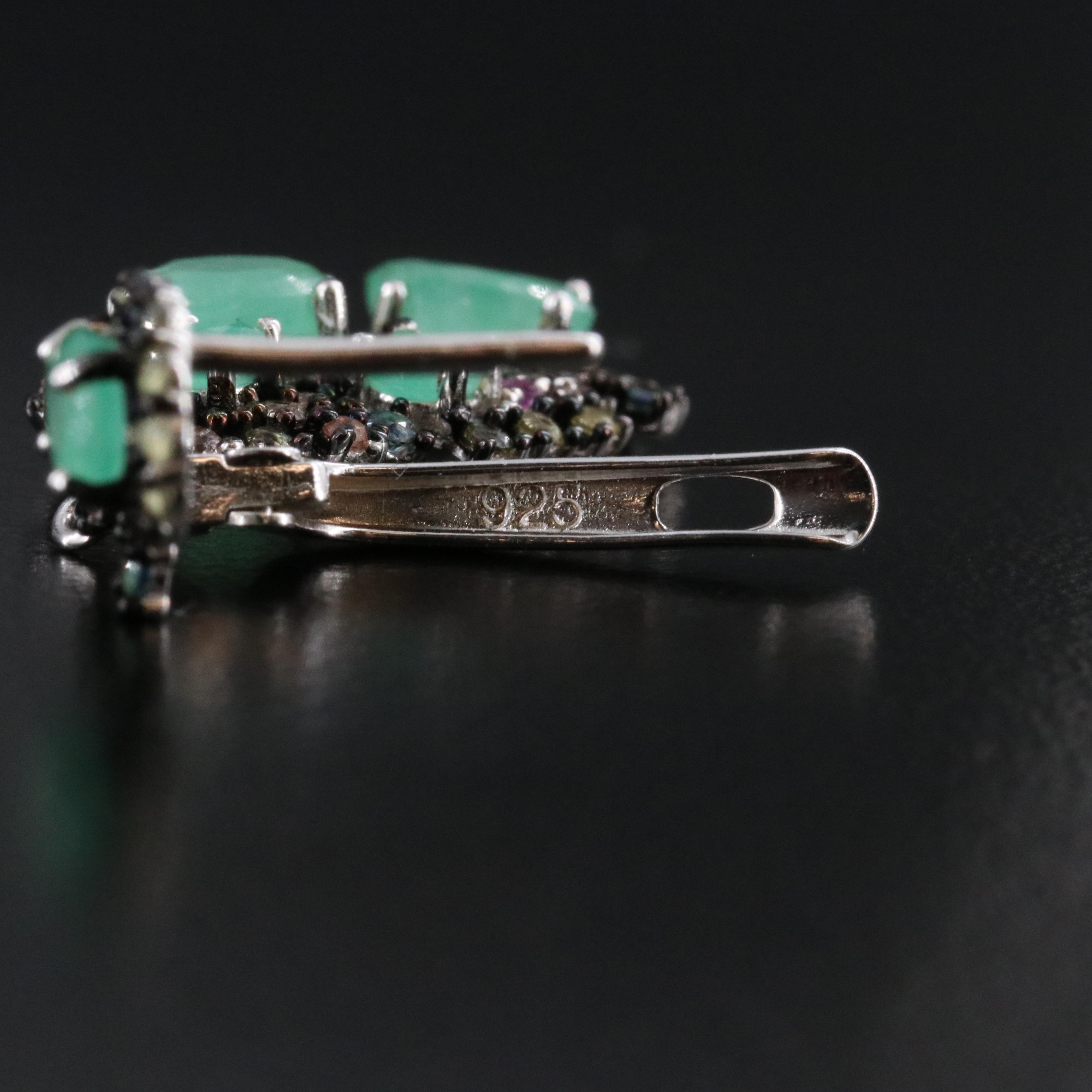 Sterling Emerald and Sapphire Earrings