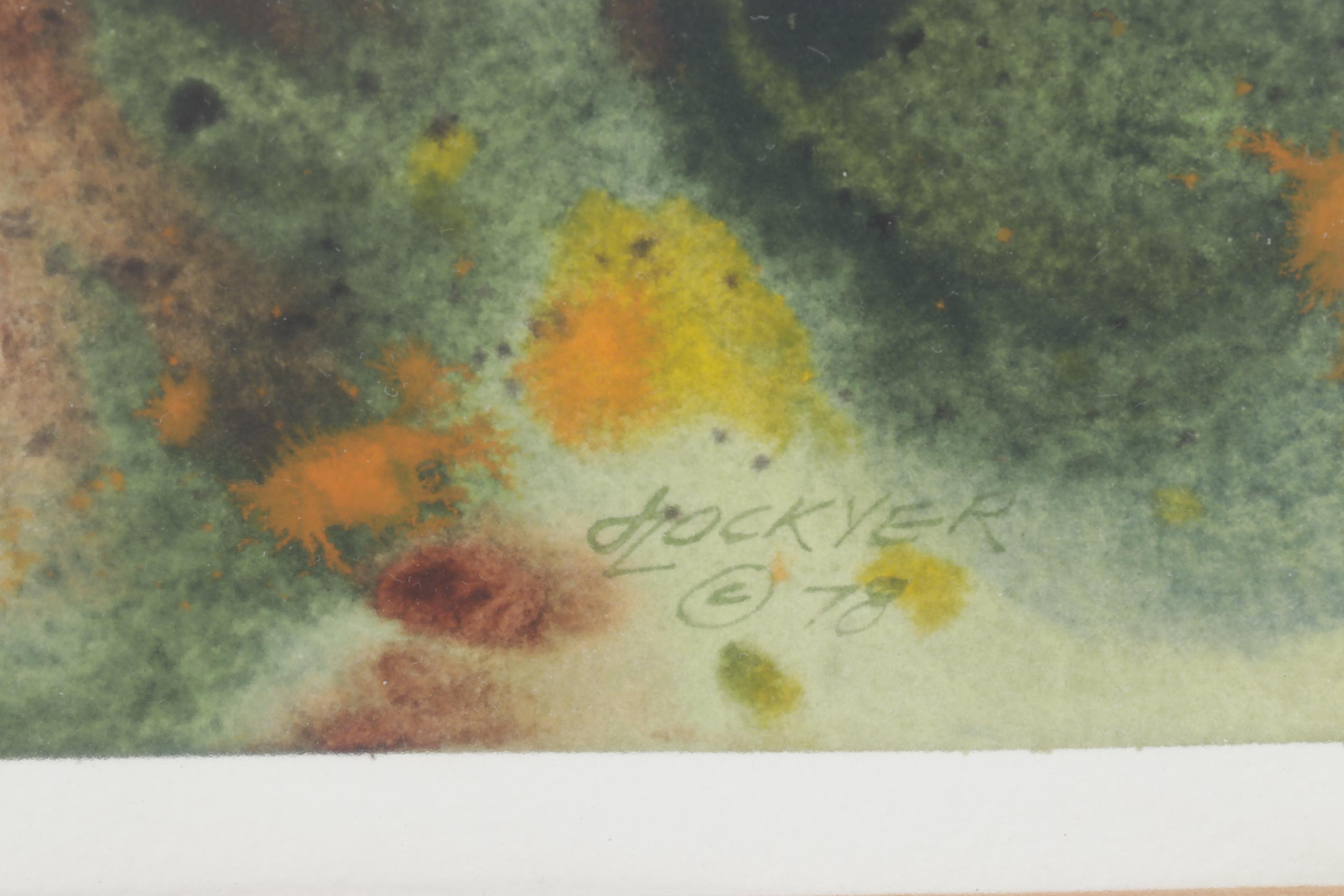 Lockyer Earth-Toned Botanical Watercolor Painting of Golden Wildflowers, 1978