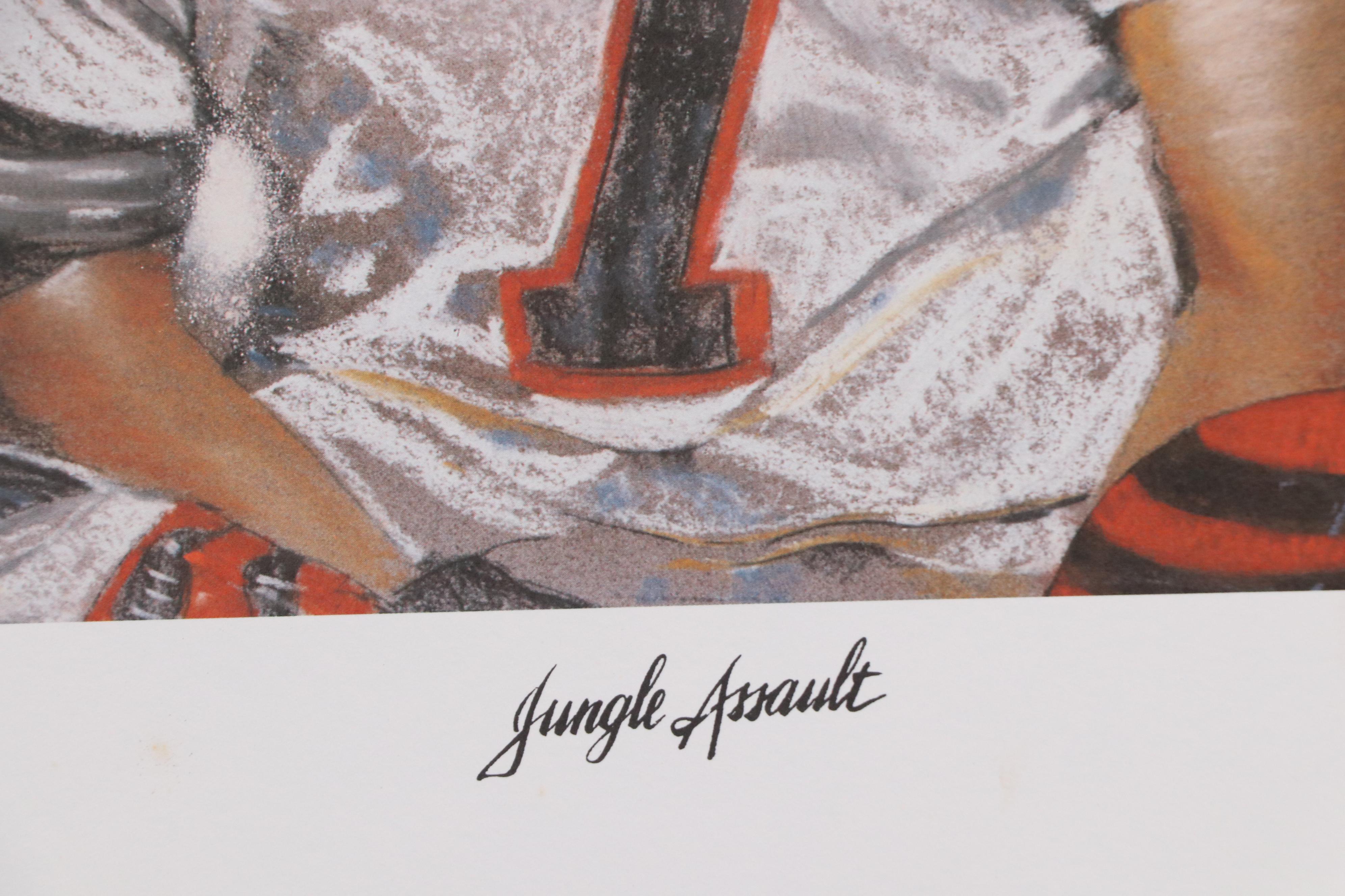 Guy McIntosh Offset Lithograph "Jungle Assault" Signed by Boomer Esiason, 1989