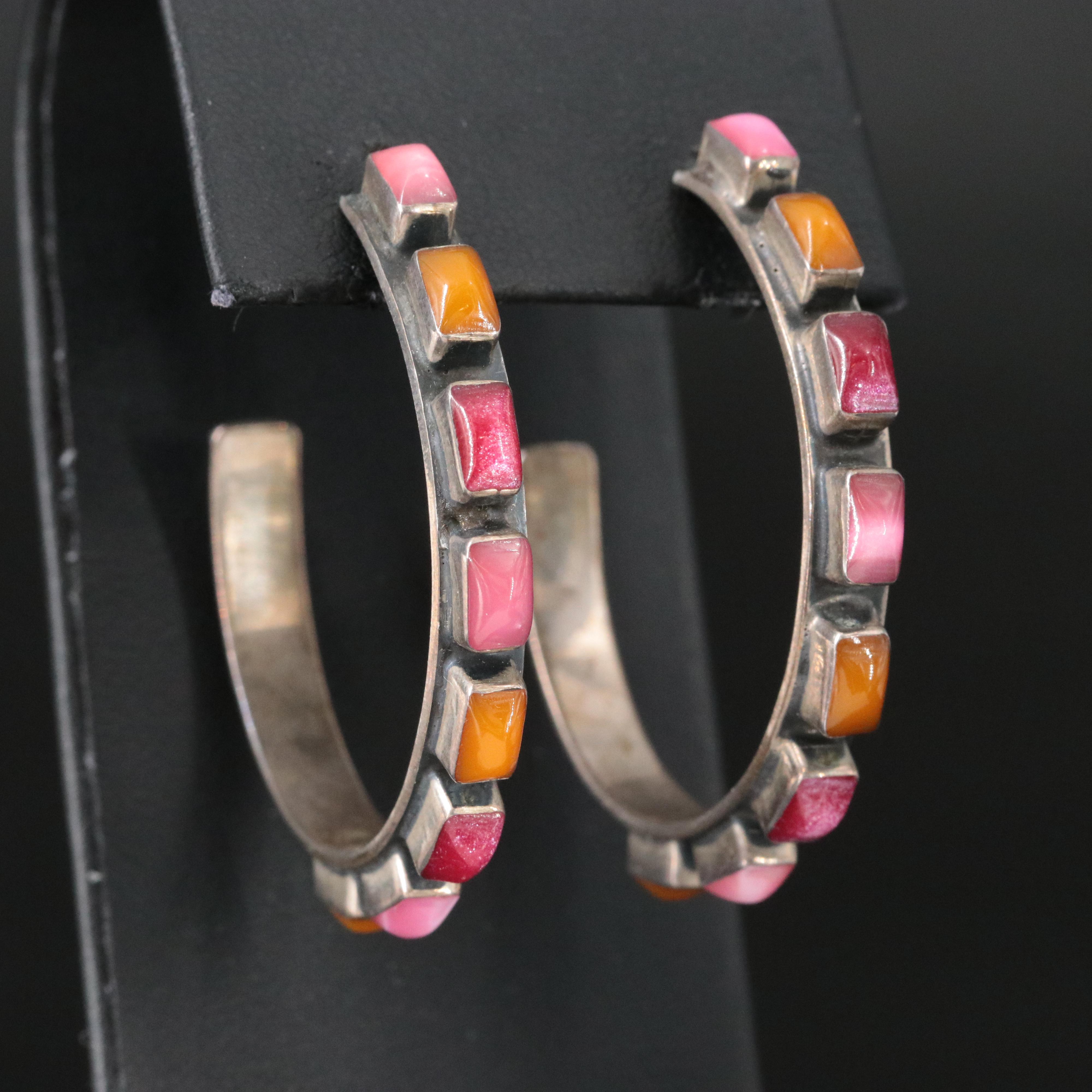 Daniel Espinosa Sterling Resin Hoop Earrings