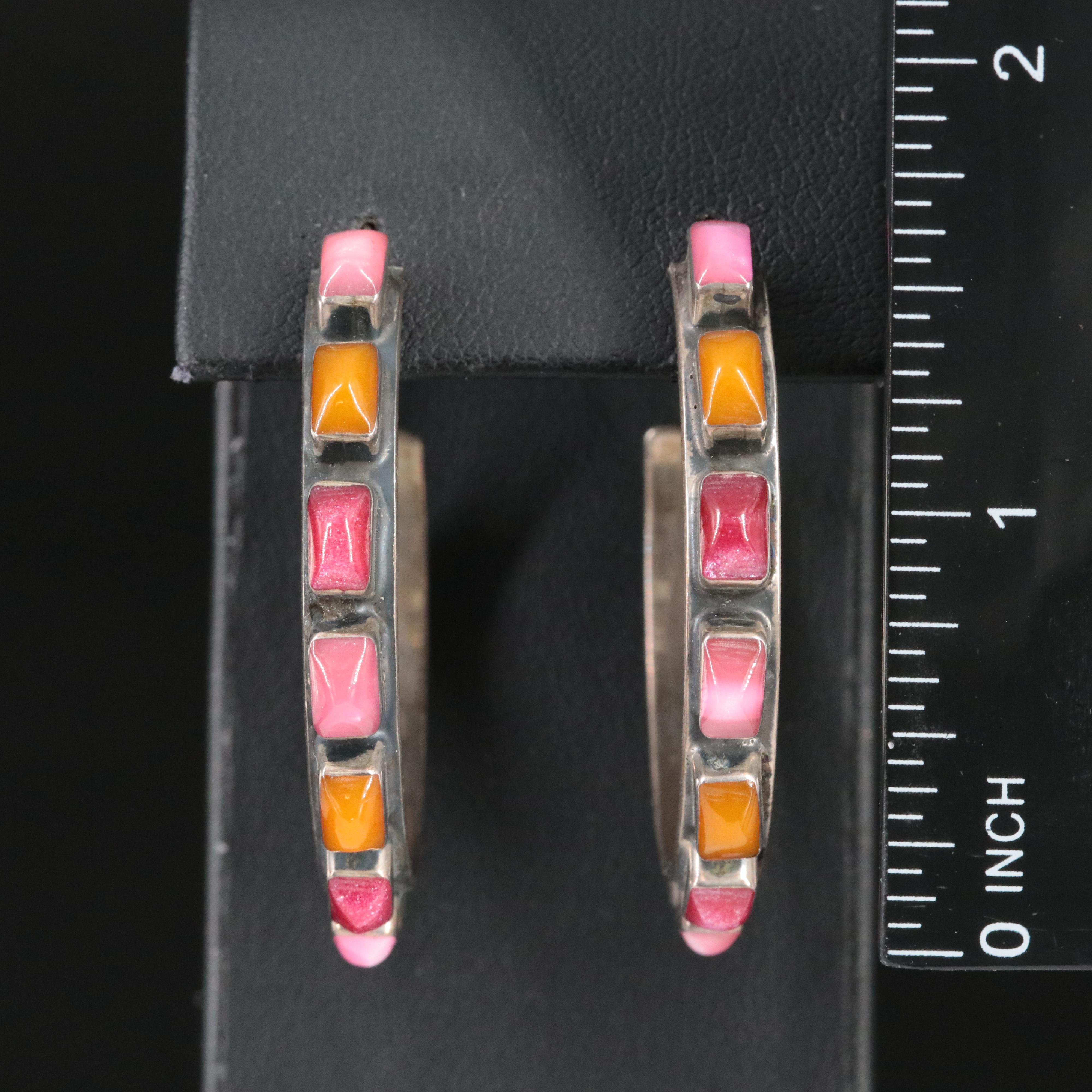 Daniel Espinosa Sterling Resin Hoop Earrings