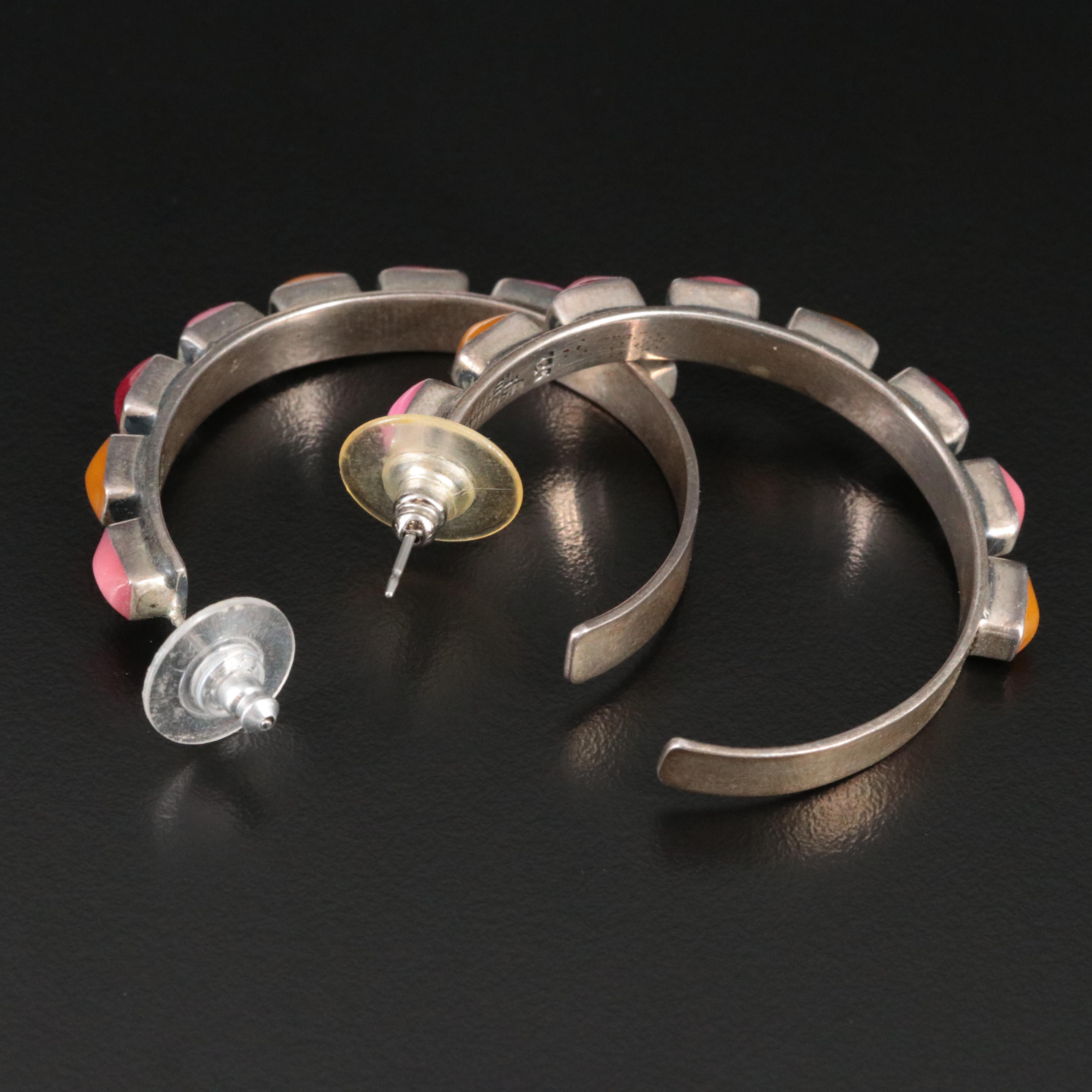 Daniel Espinosa Sterling Resin Hoop Earrings