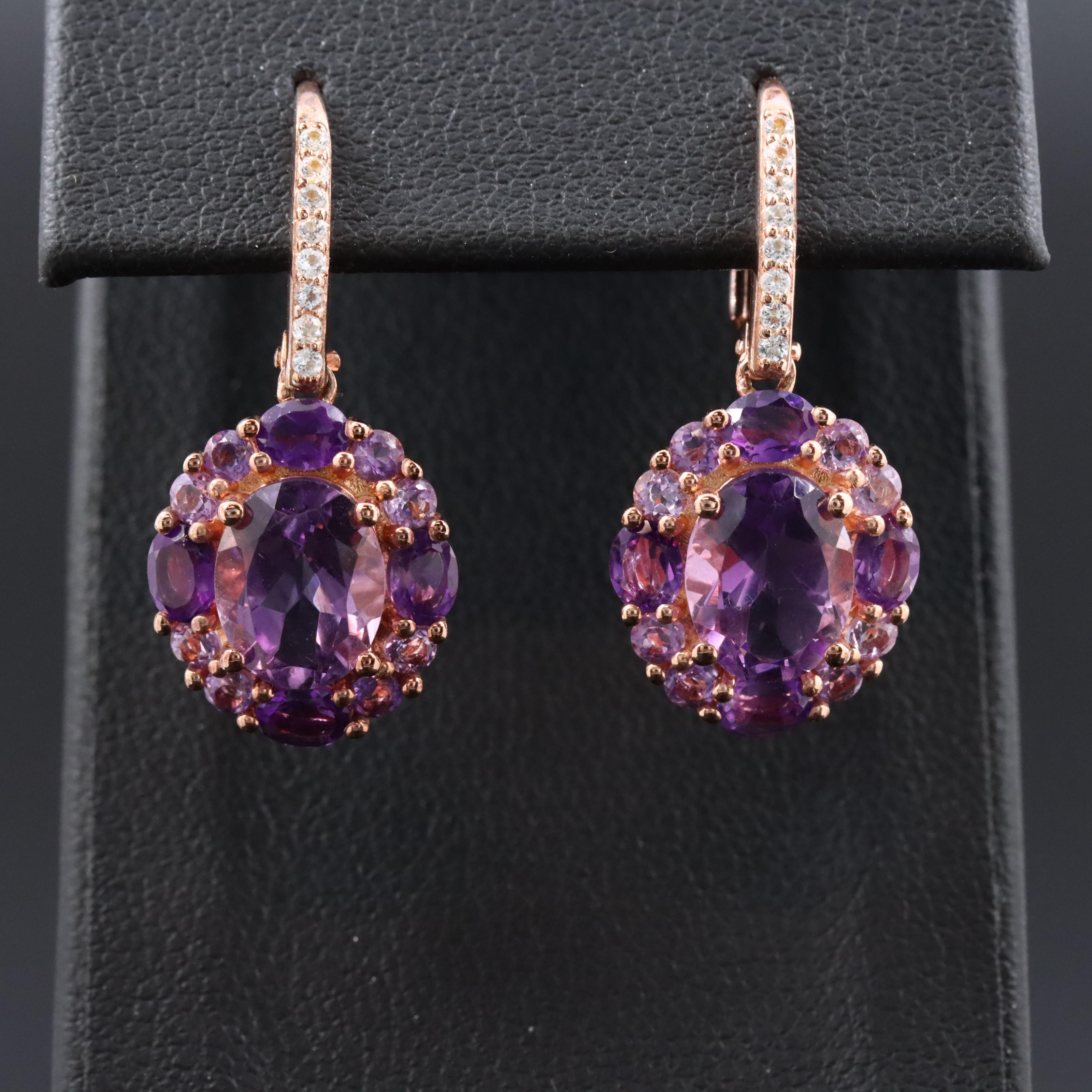 Sterling Amethyst and White Sapphire Earrings