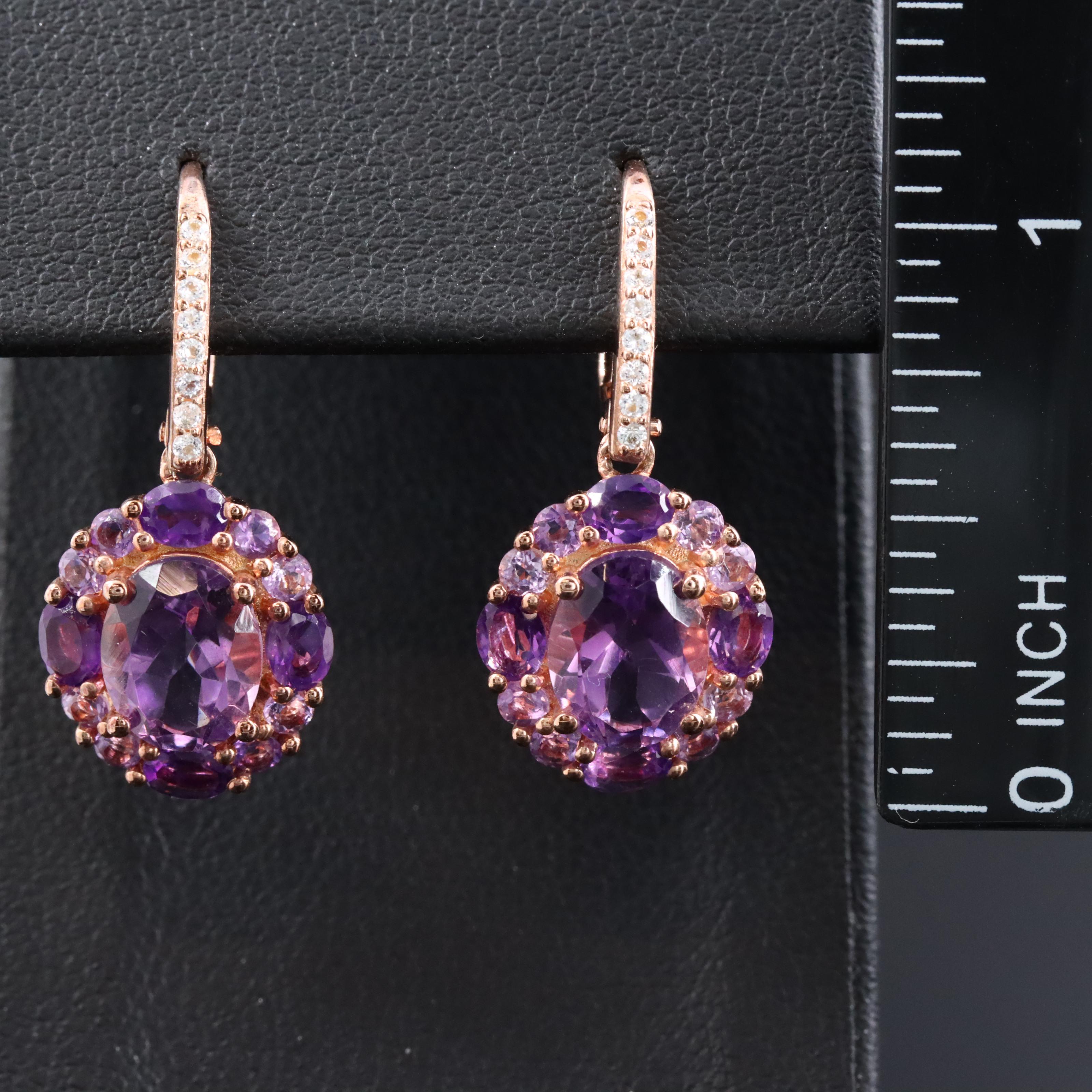 Sterling Amethyst and White Sapphire Earrings