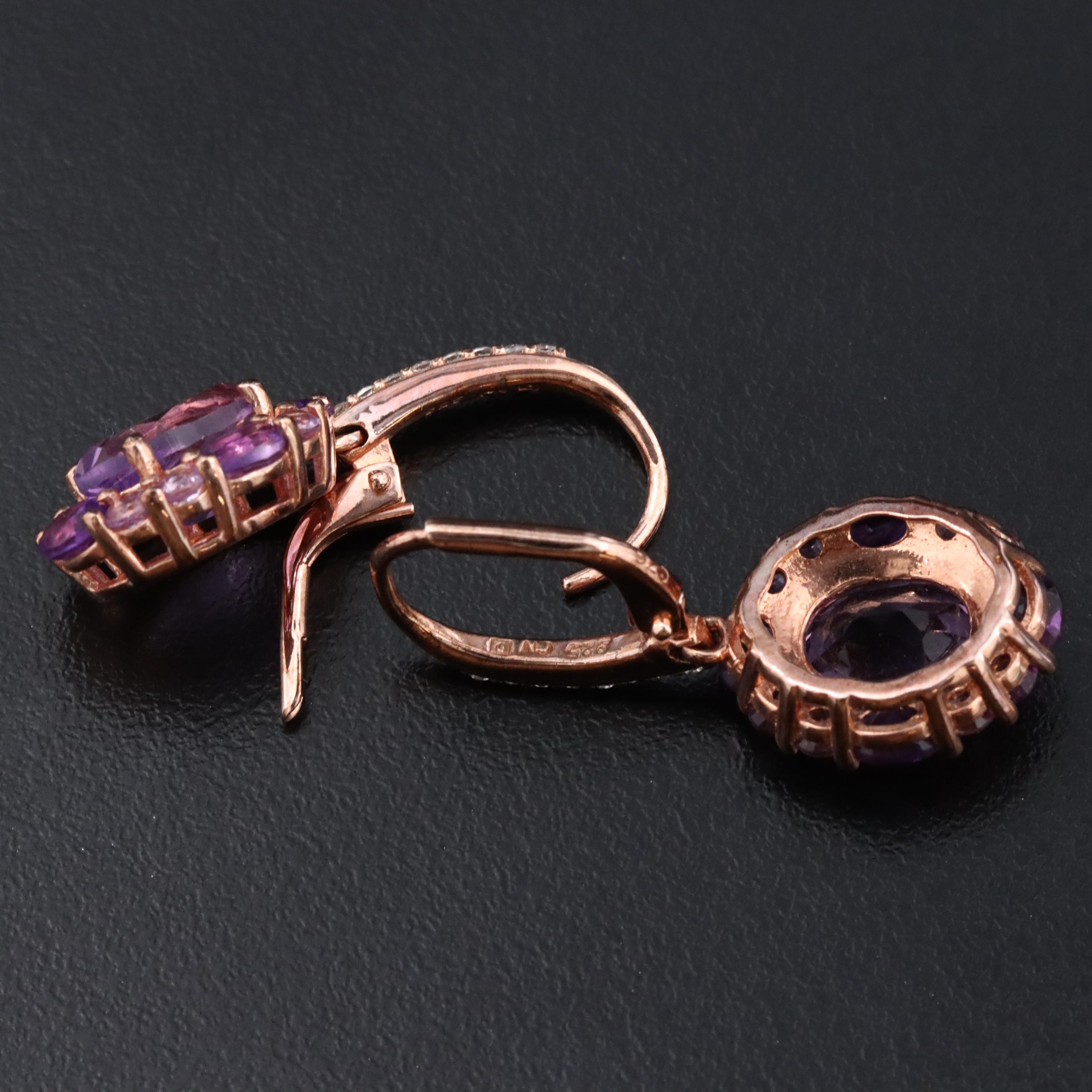 Sterling Amethyst and White Sapphire Earrings