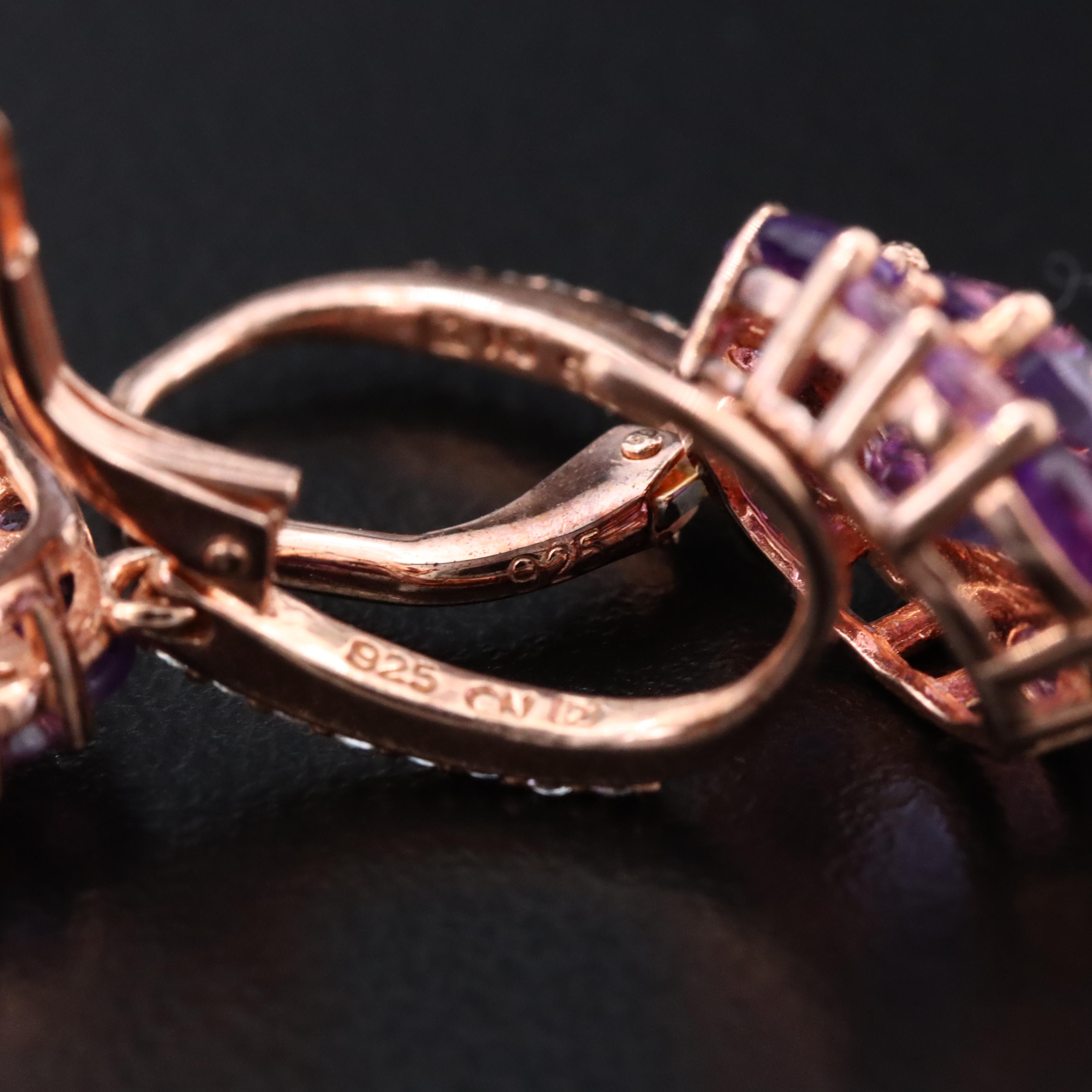 Sterling Amethyst and White Sapphire Earrings