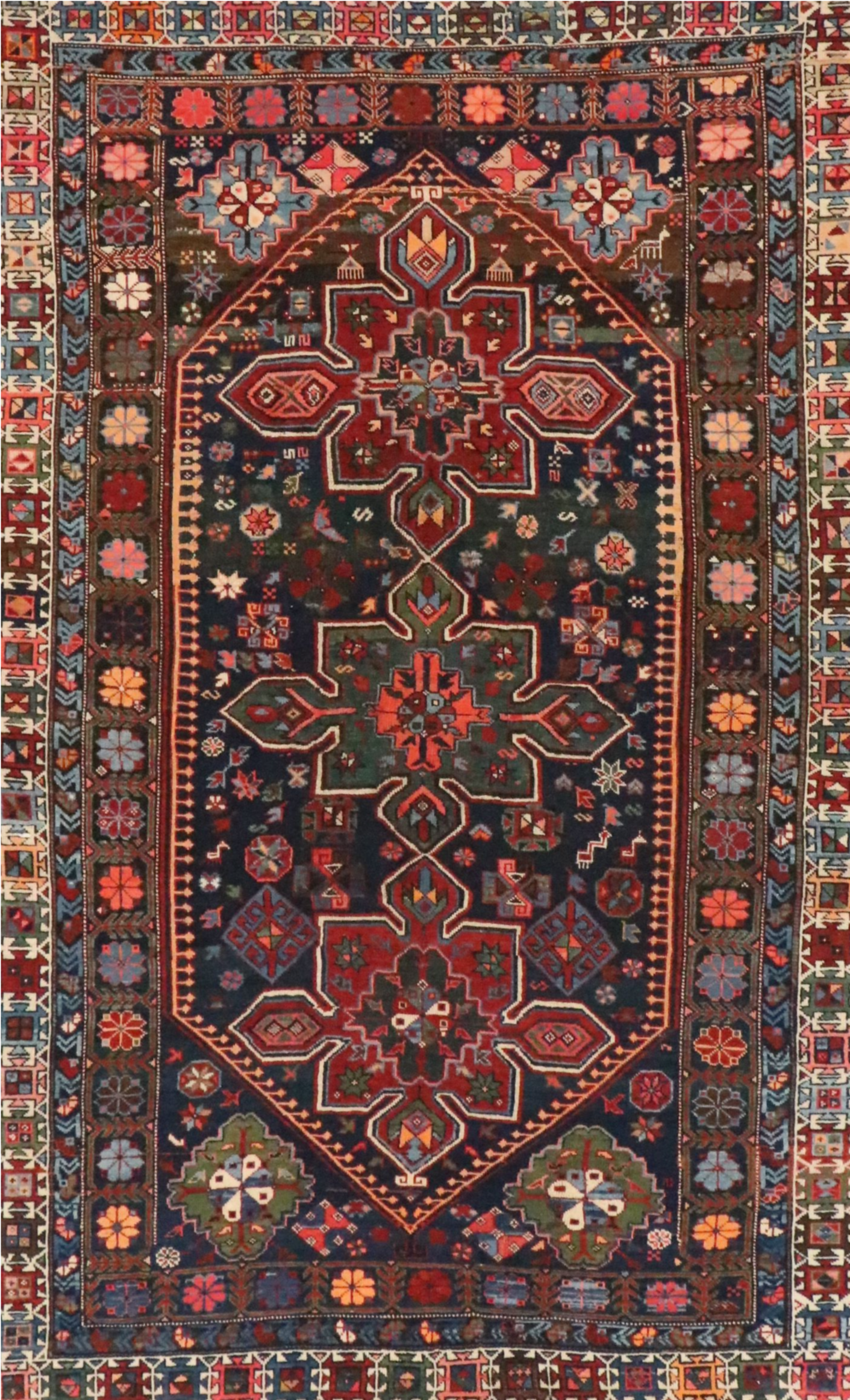 4'10 x 7'4 Hand-Knotted Caucasian Kazak Area Rug