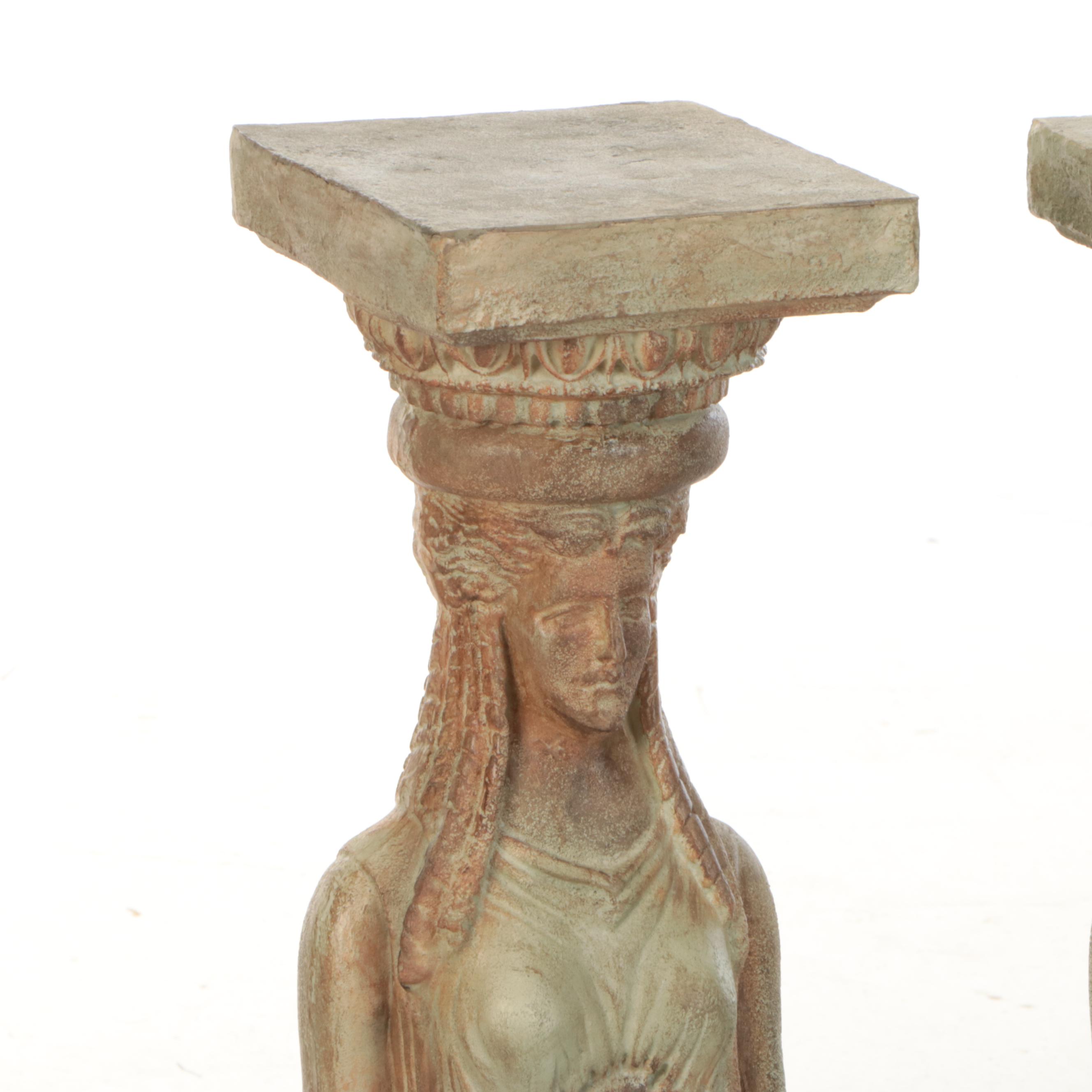 Neoclassical Caryatid Style Plaster Plant Stands