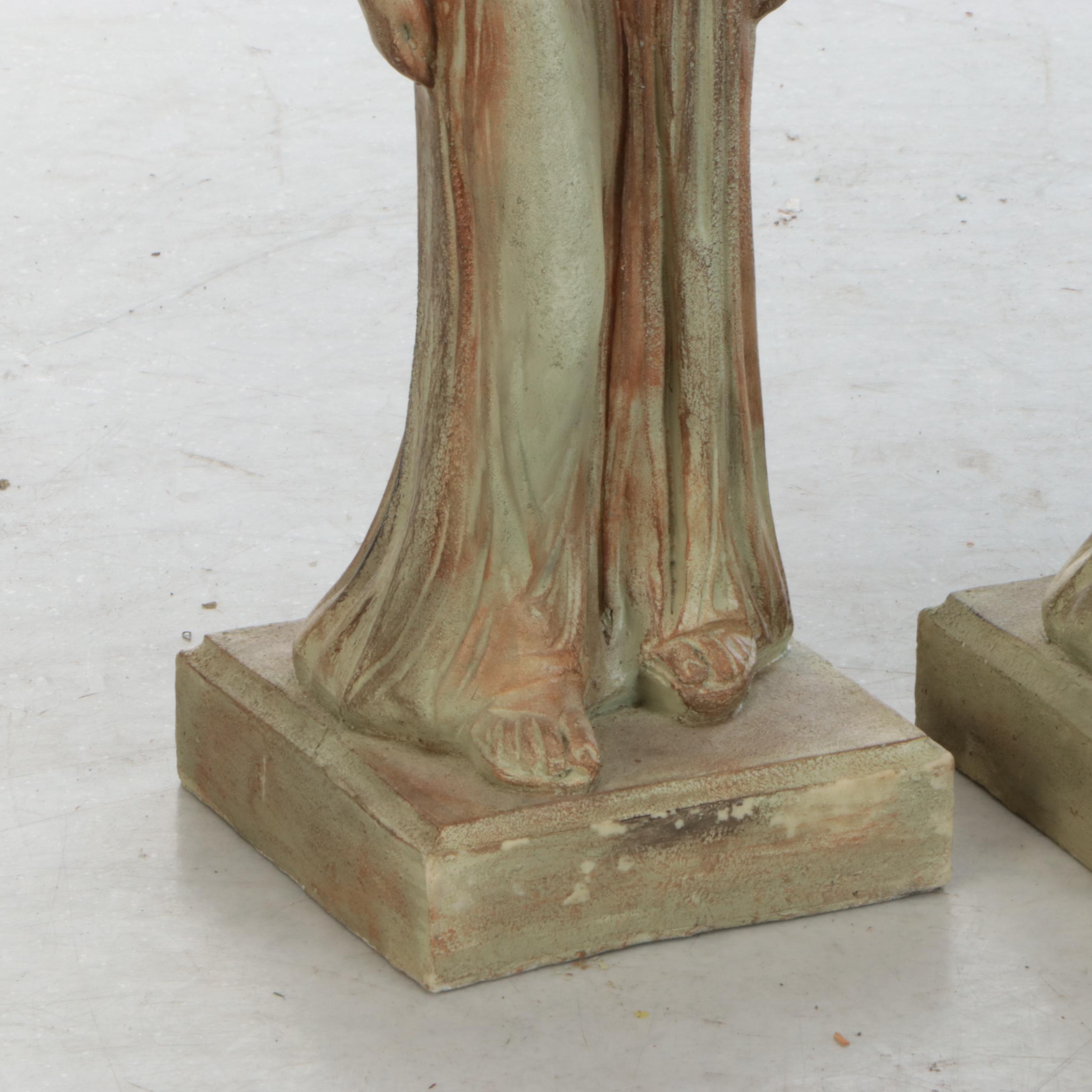 Neoclassical Caryatid Style Plaster Plant Stands