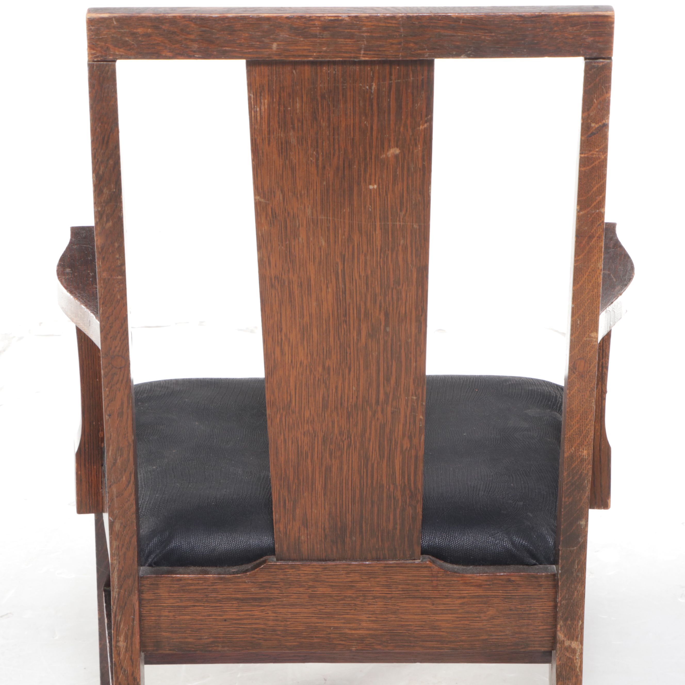 Mid Century Oak Armchair with Leather Seat