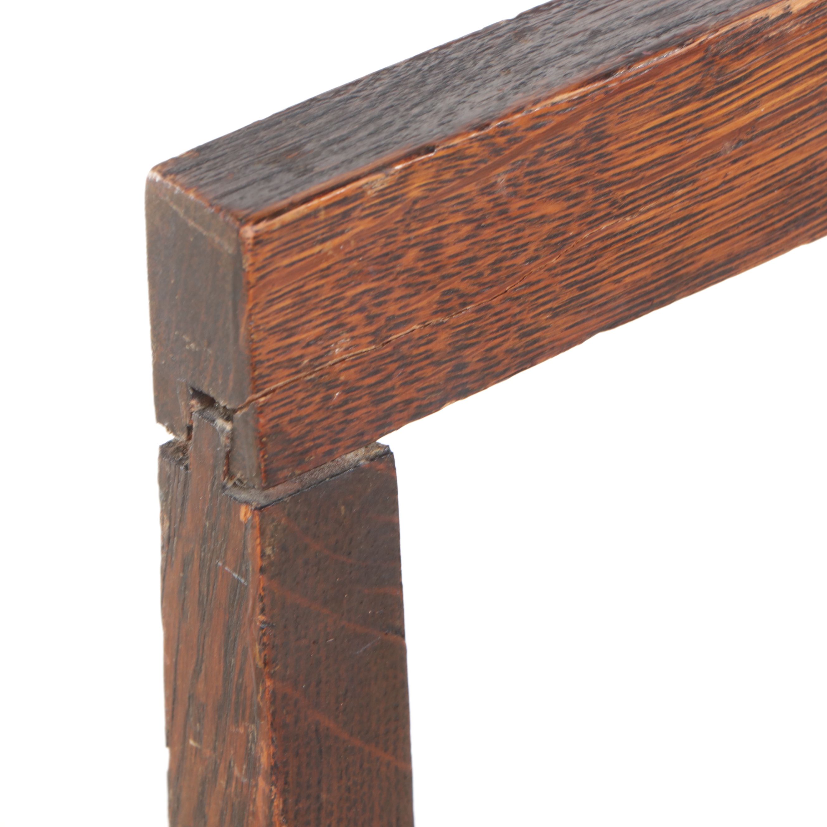 Mid Century Oak Armchair with Leather Seat