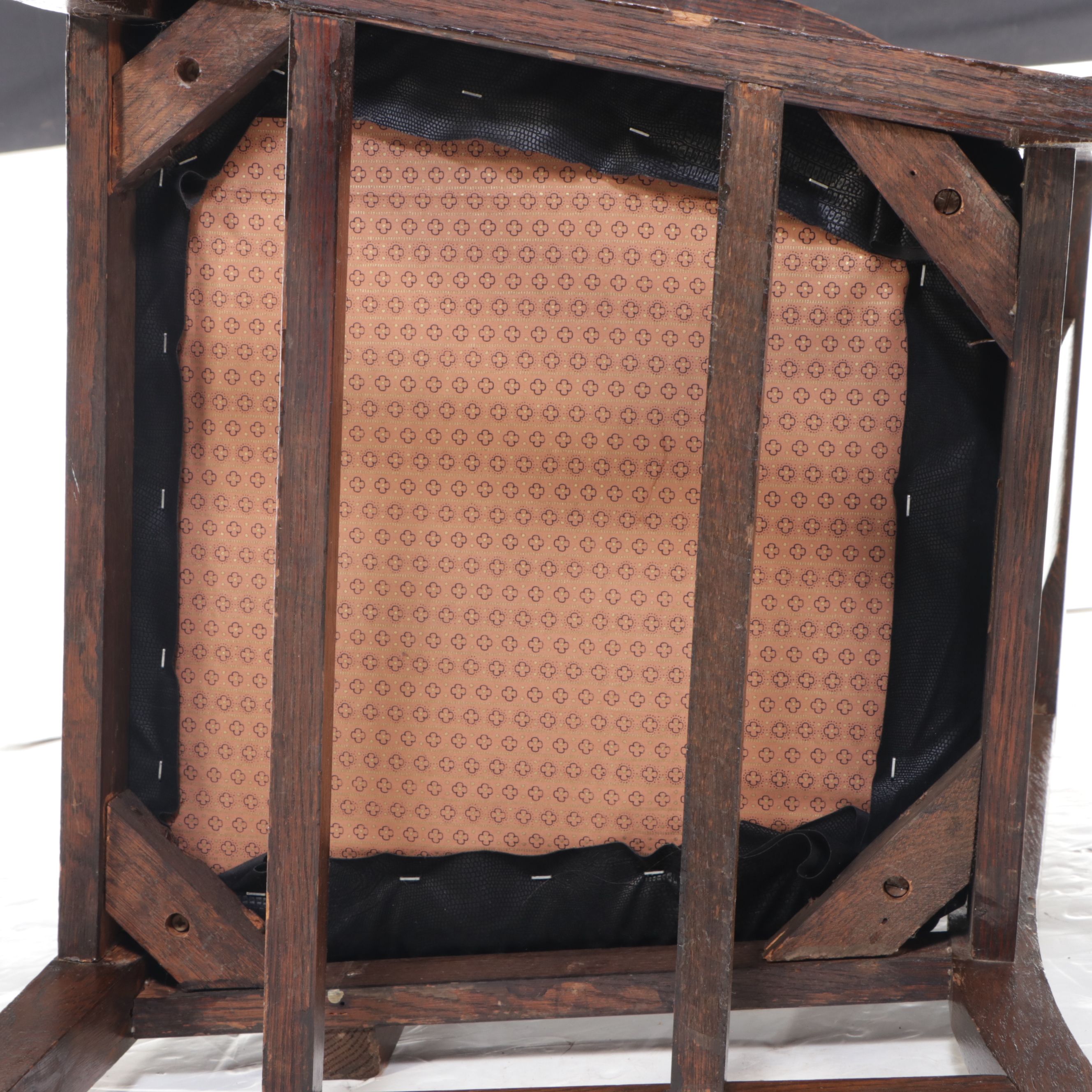 Mid Century Oak Armchair with Leather Seat