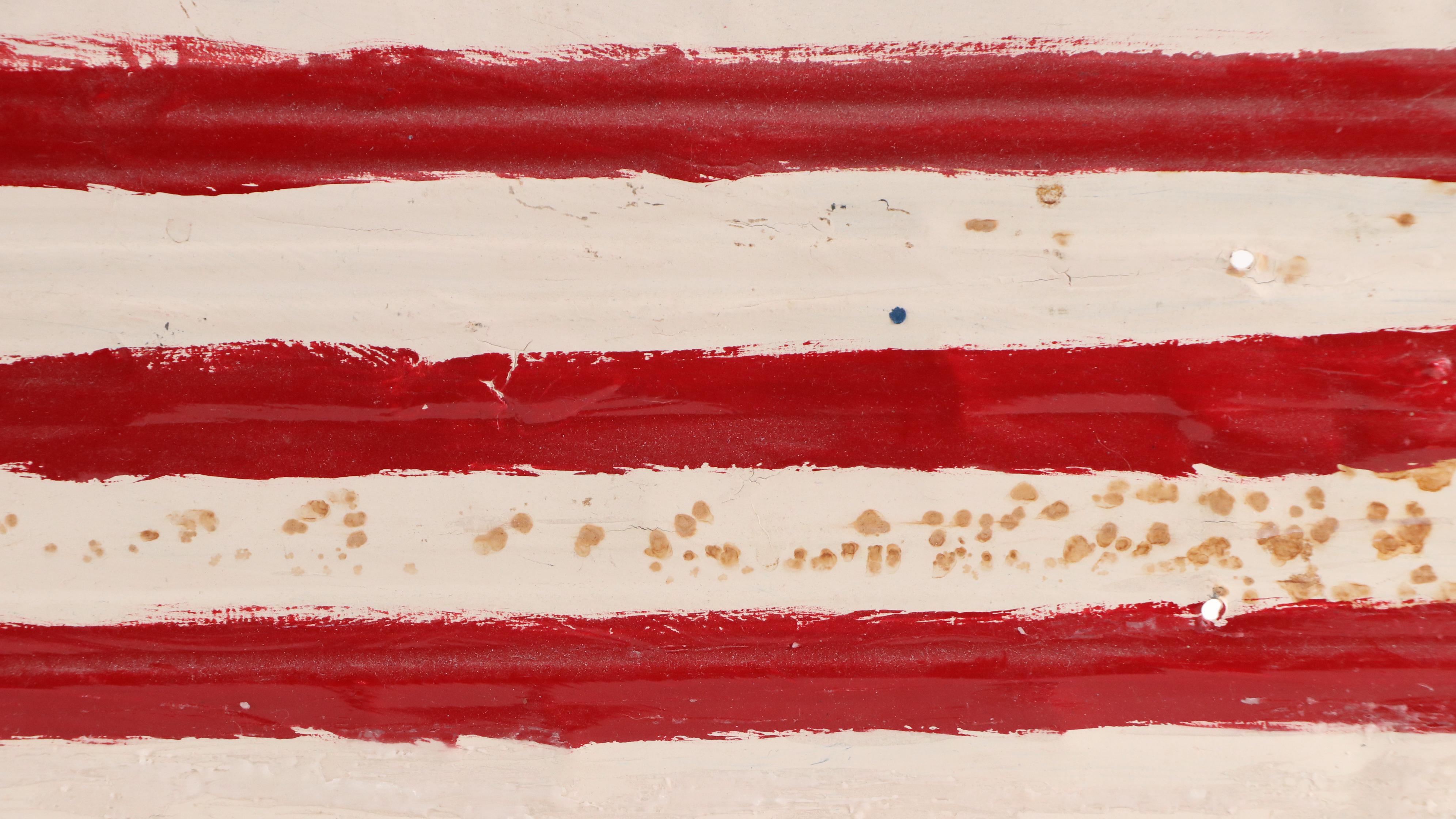 R.A. Miller Folk Art Painting on Metal of American Flag