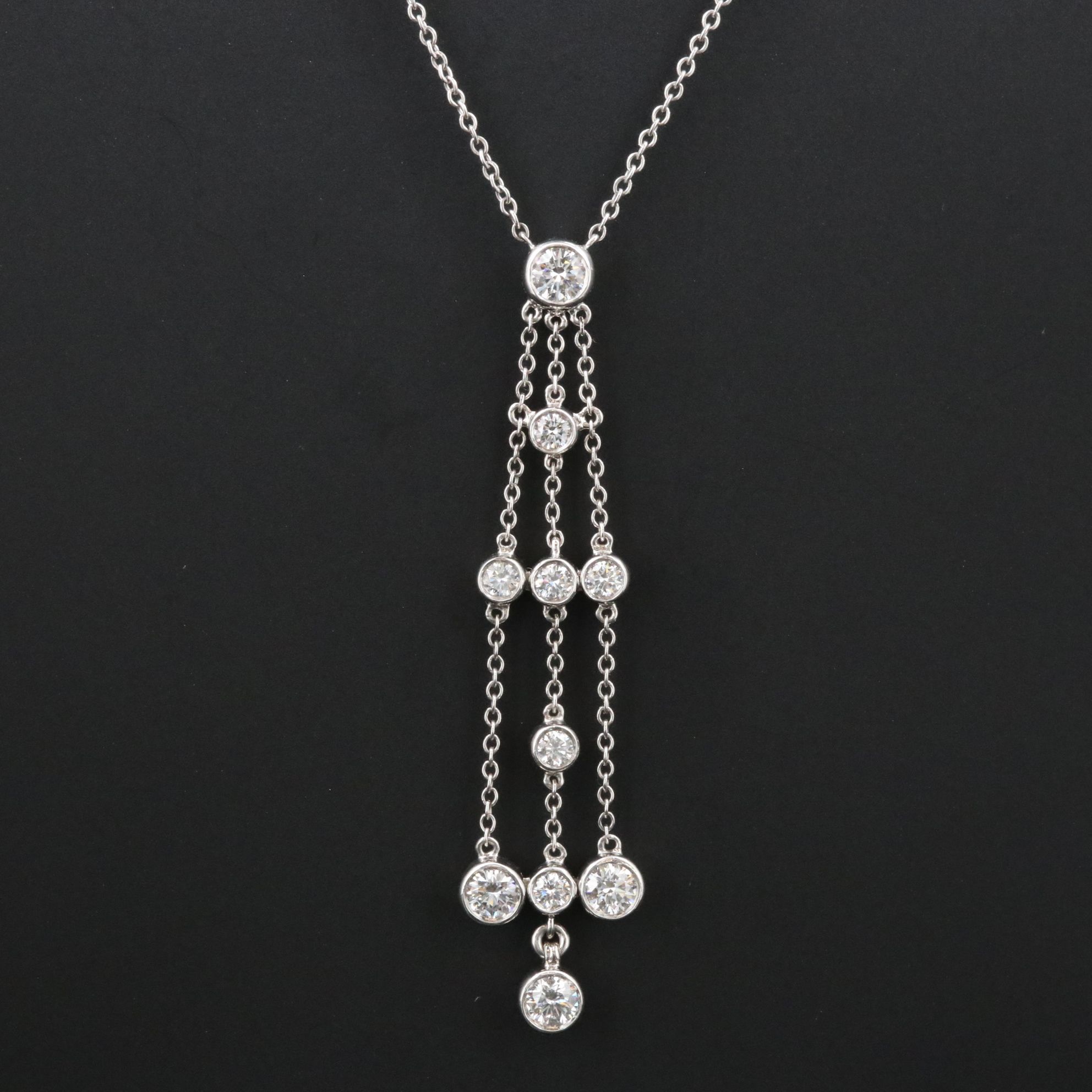 Tiffany & Co. Platinum 0.72 CTW Diamond Lavalier Necklace