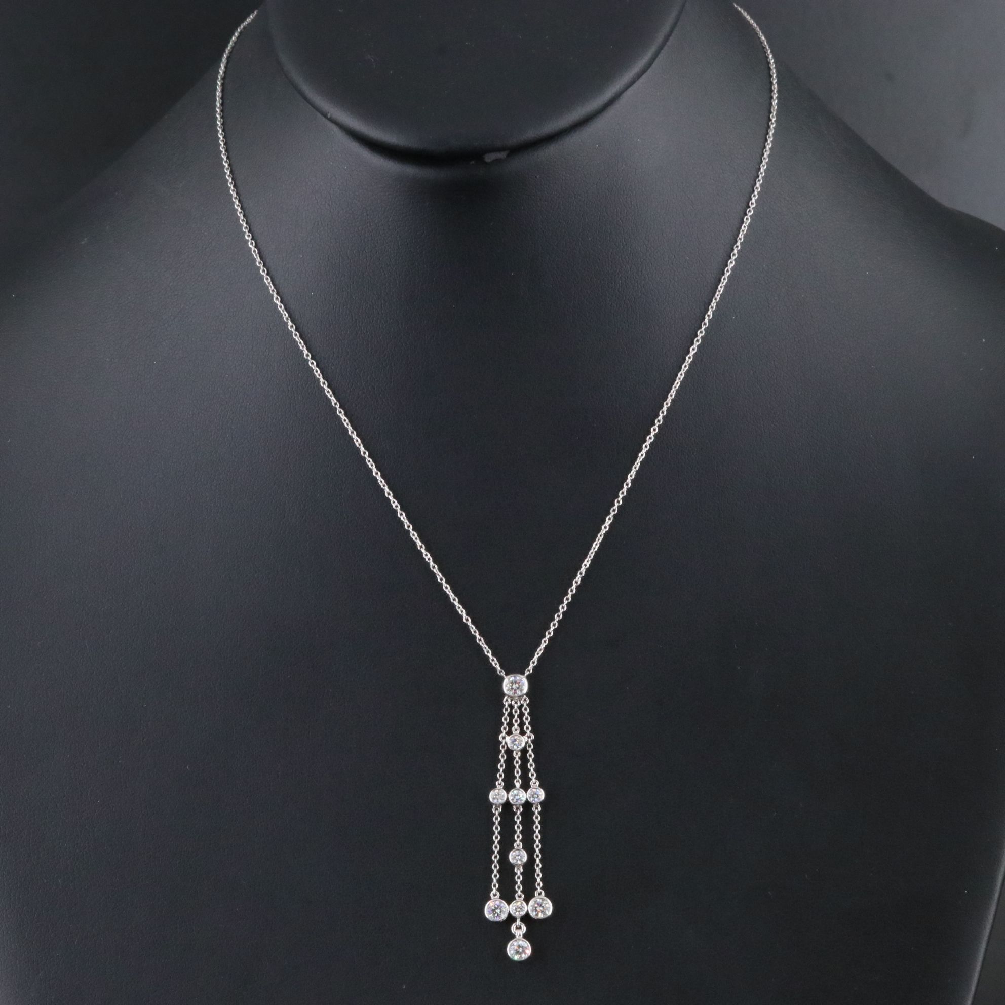 Tiffany & Co. Platinum 0.72 CTW Diamond Lavalier Necklace