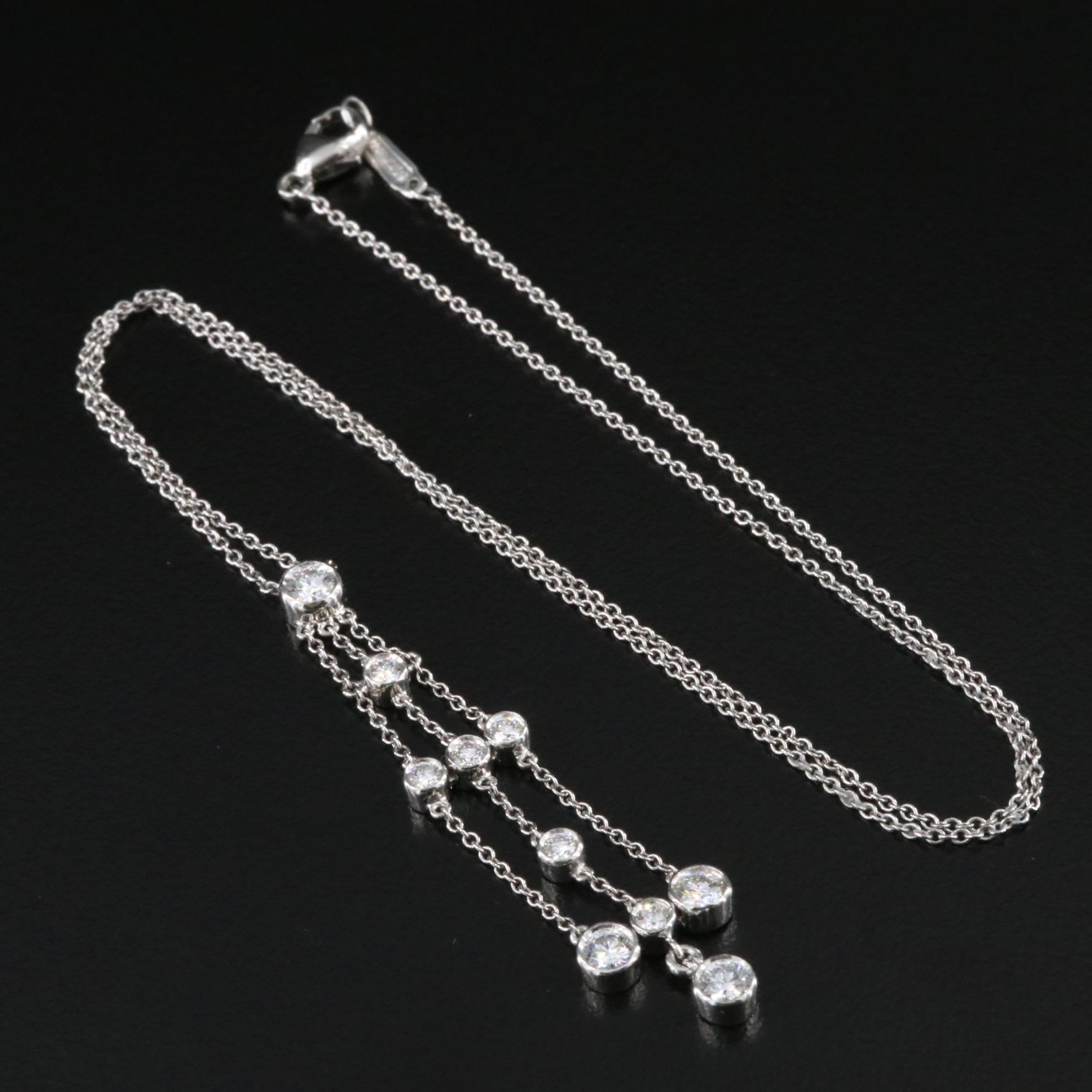 Tiffany & Co. Platinum 0.72 CTW Diamond Lavalier Necklace