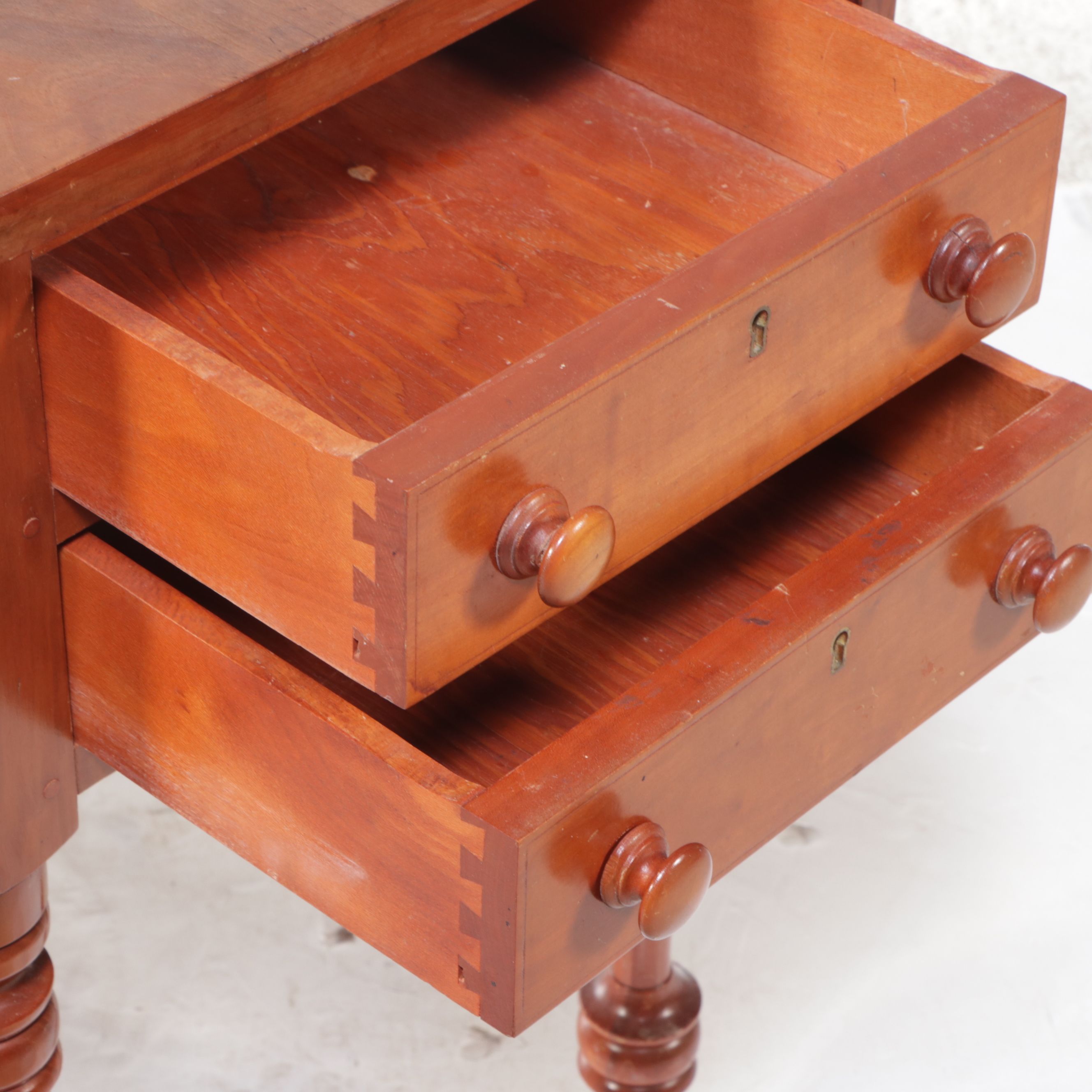 Pair of Early American Style Cherry Pembroke Tables, Early 20th Century