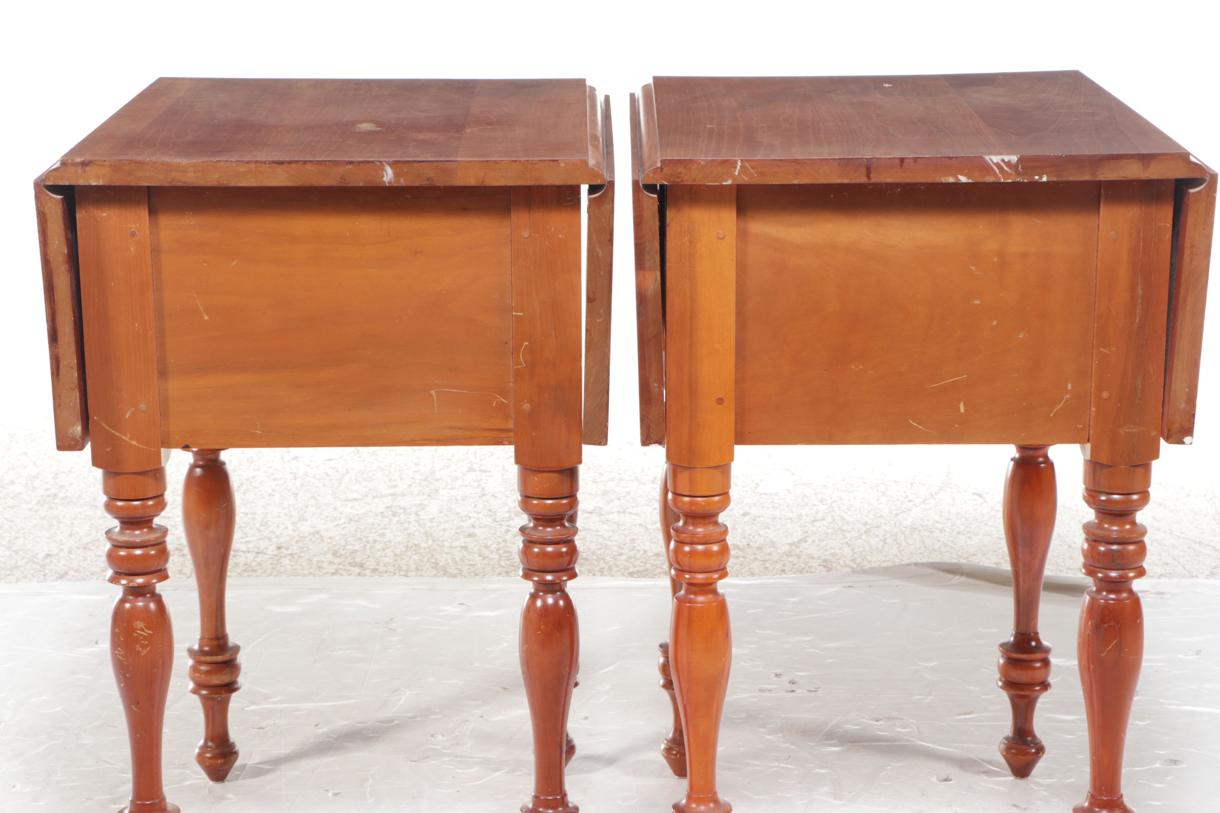 Pair of Early American Style Cherry Pembroke Tables, Early 20th Century