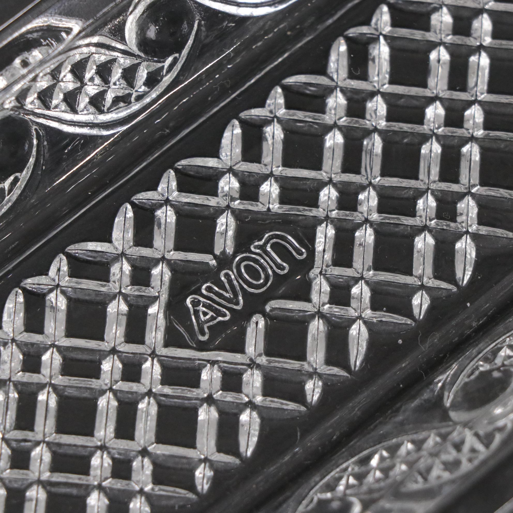 Avon "Cape Cod" Pressed Glass Butter Dish with Crystal Candlesticks and More