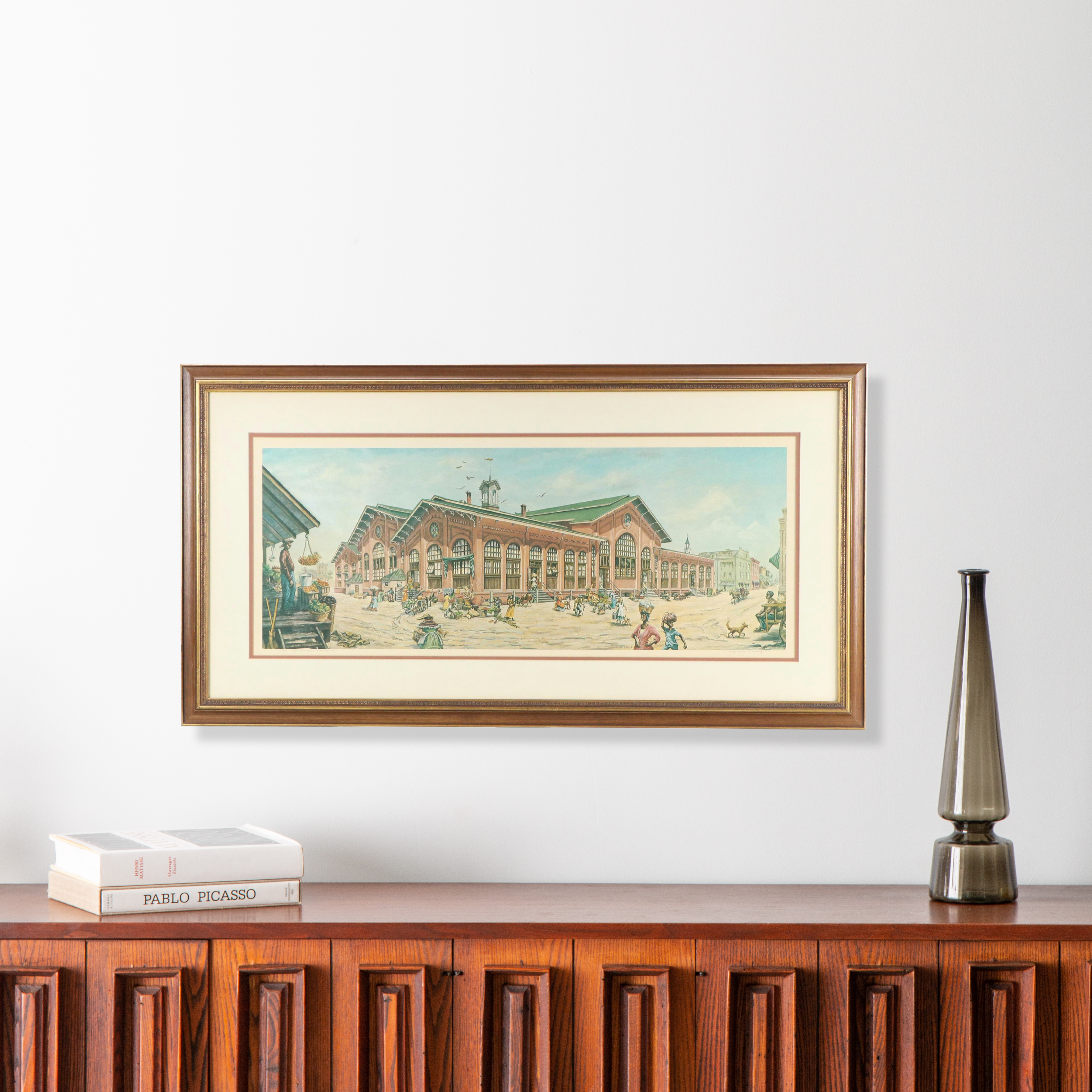 Augusta Oelschig Offset Lithograph "Old City Market, Savannah," 1975