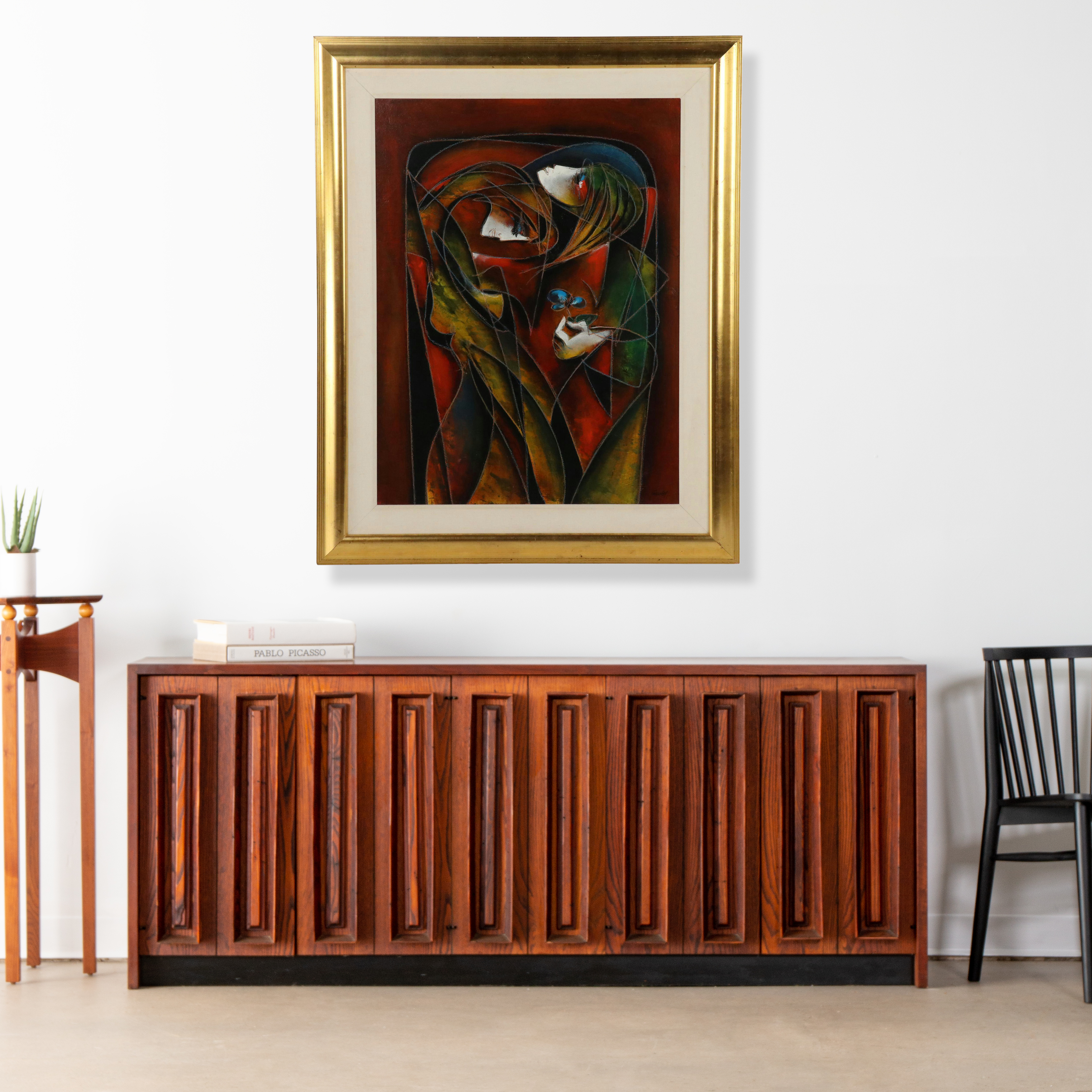 Jean-Claude Gaugy Carved Oil Painting "Deux Soeurs," 2001