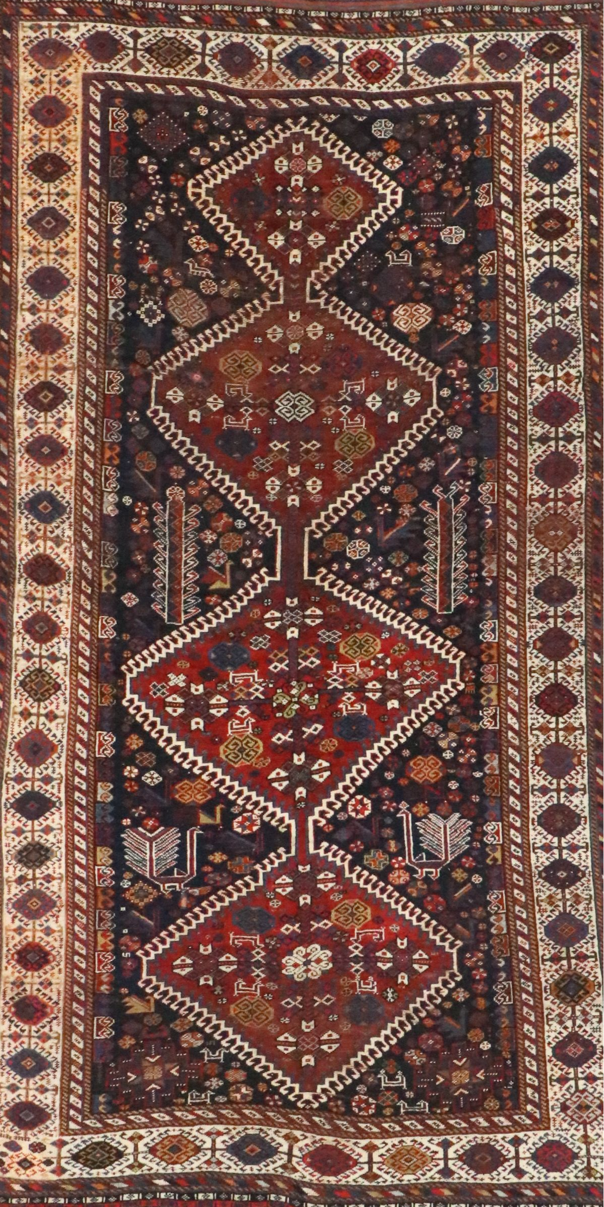 4'11 x 9'3 Hand-Knotted Persian QashqaI Area Rug