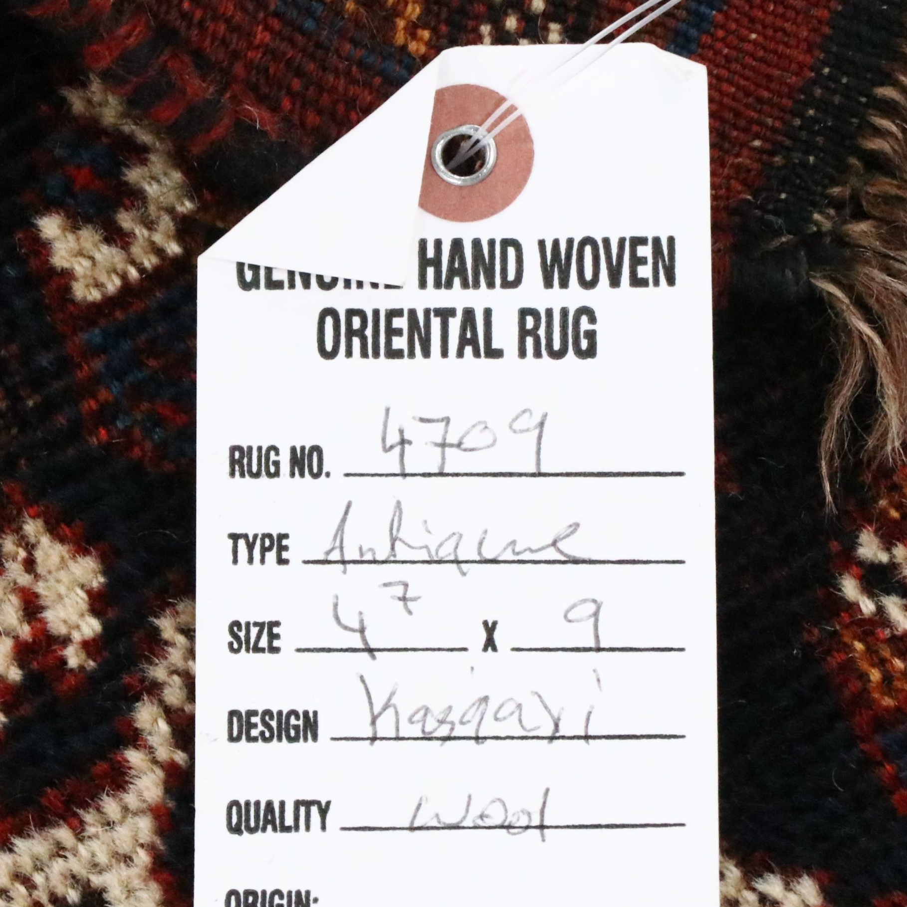 4'11 x 9'3 Hand-Knotted Persian QashqaI Area Rug