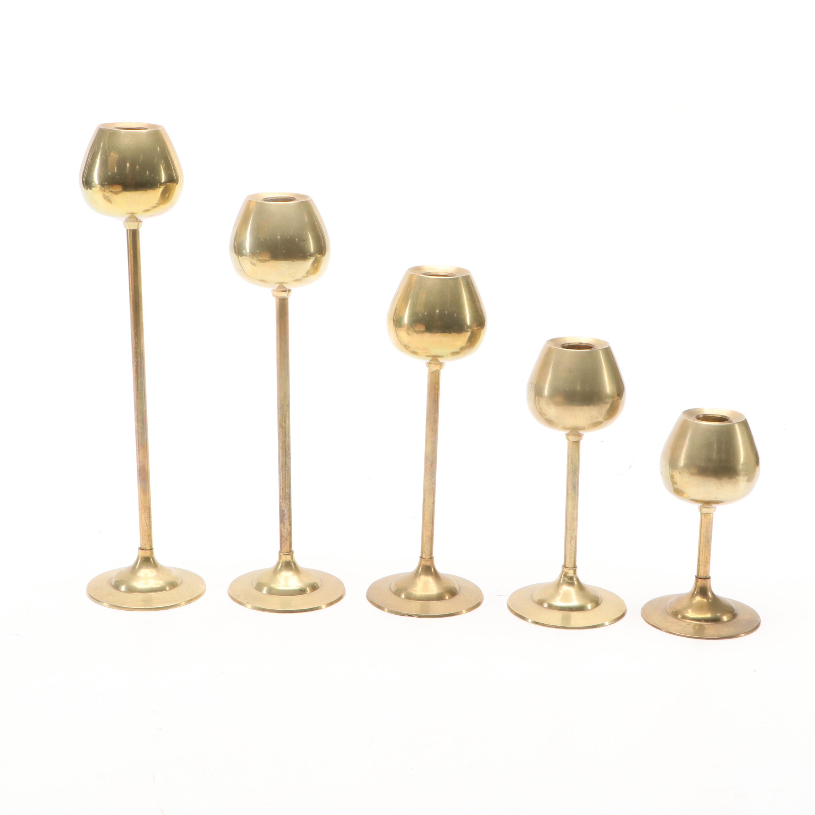 MCM Brass Candlesticks with Cast Brass Dolphins