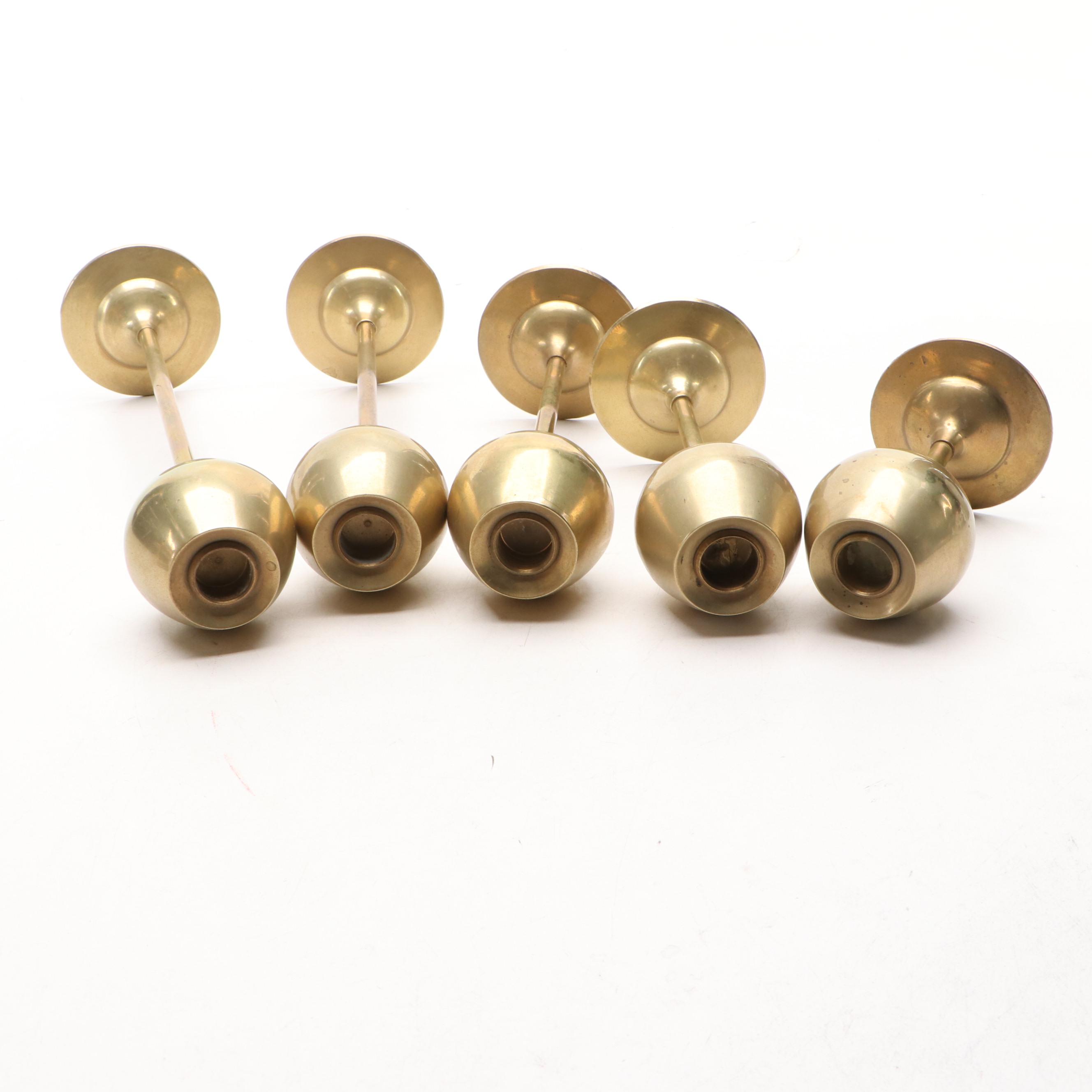 MCM Brass Candlesticks with Cast Brass Dolphins