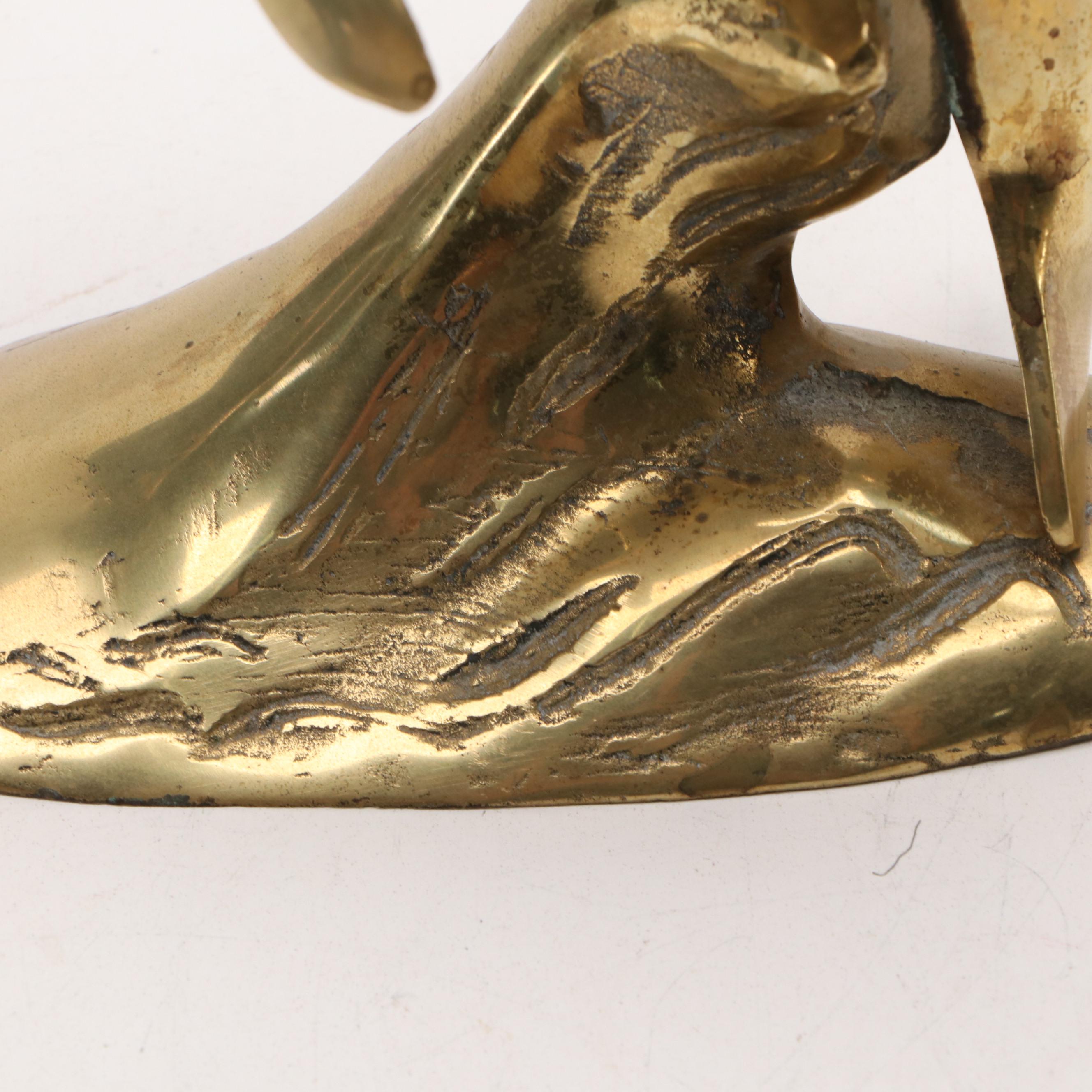 MCM Brass Candlesticks with Cast Brass Dolphins