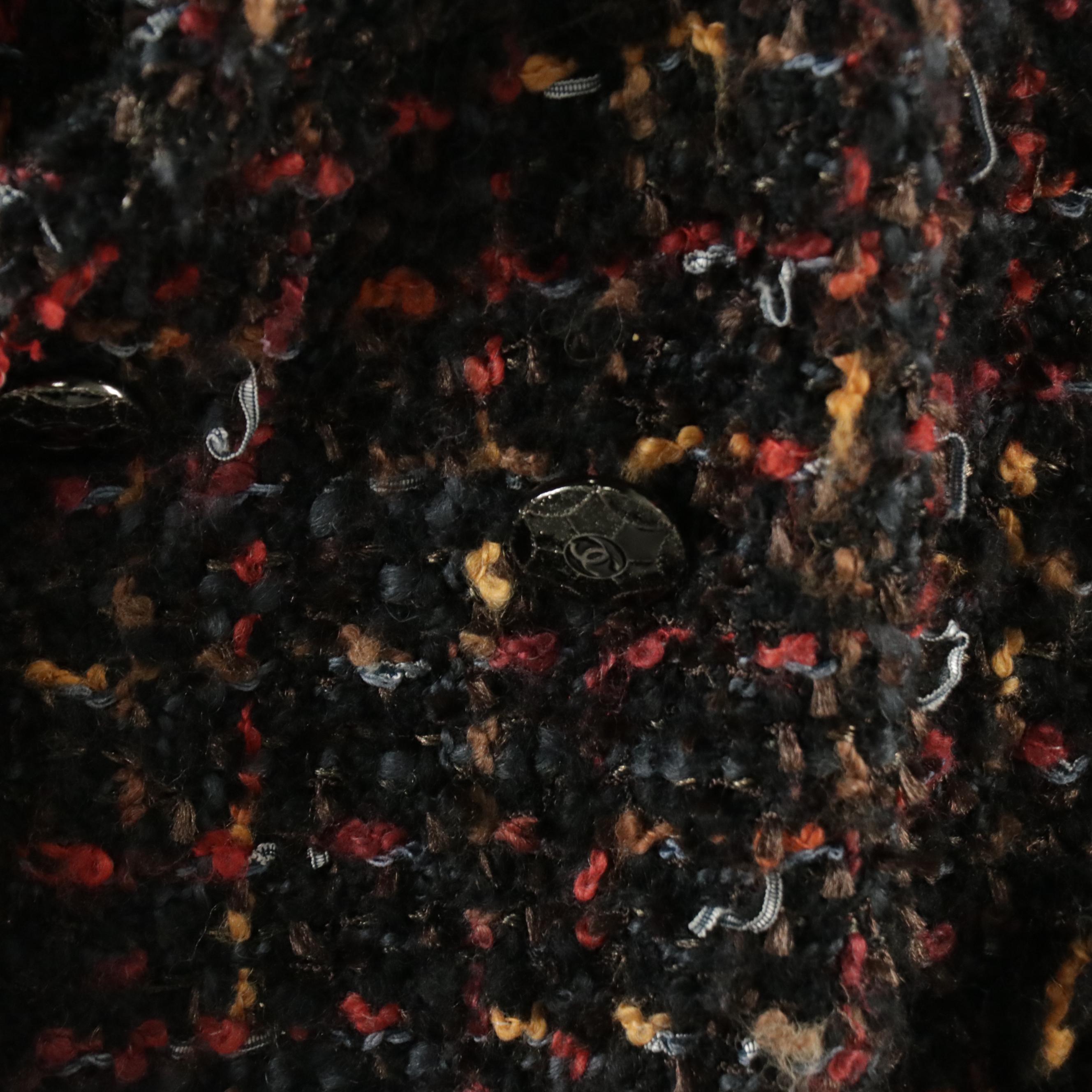 Chanel Fantasy Boucle Tweed Frayed Edge Jacket CC Button