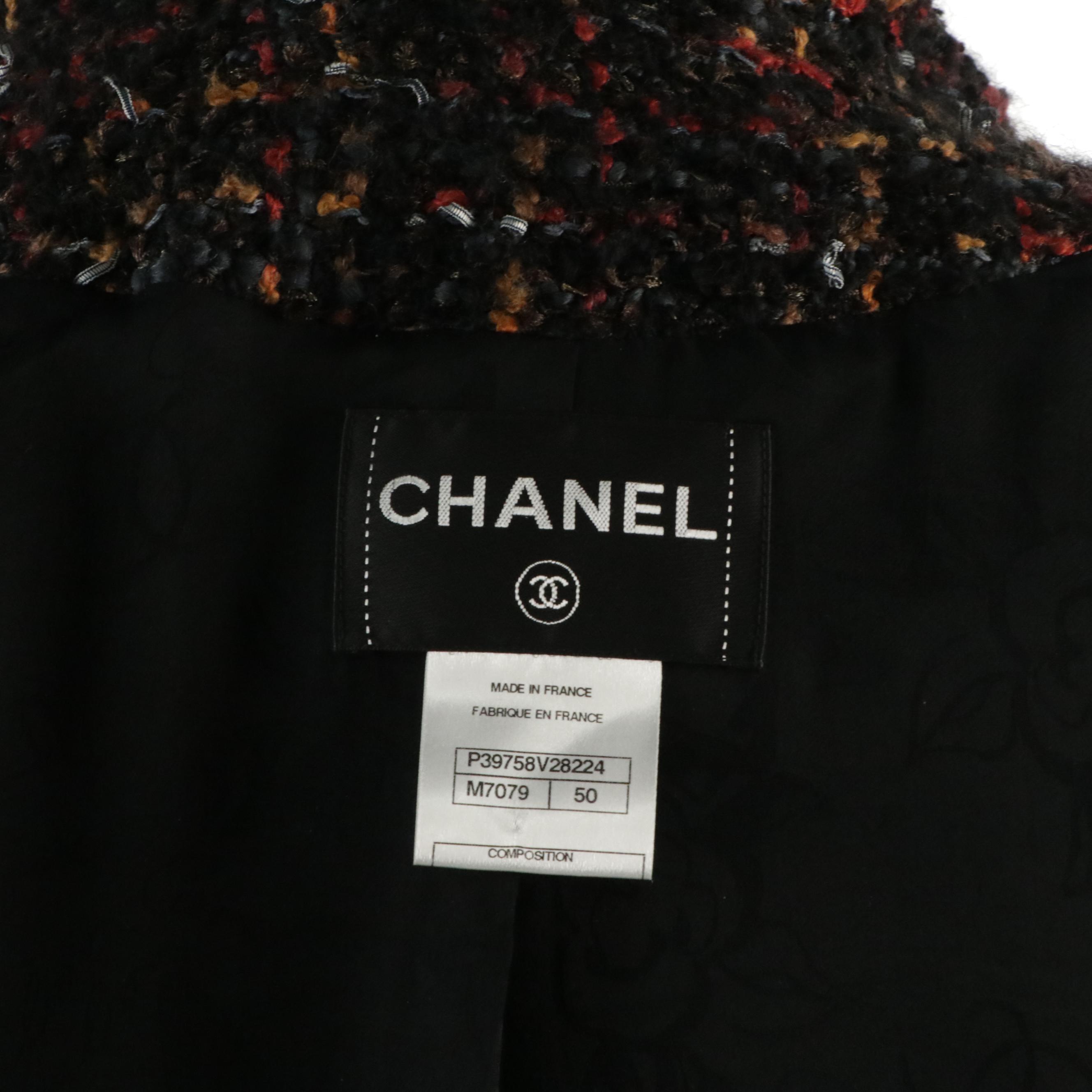Chanel Fantasy Boucle Tweed Frayed Edge Jacket CC Button