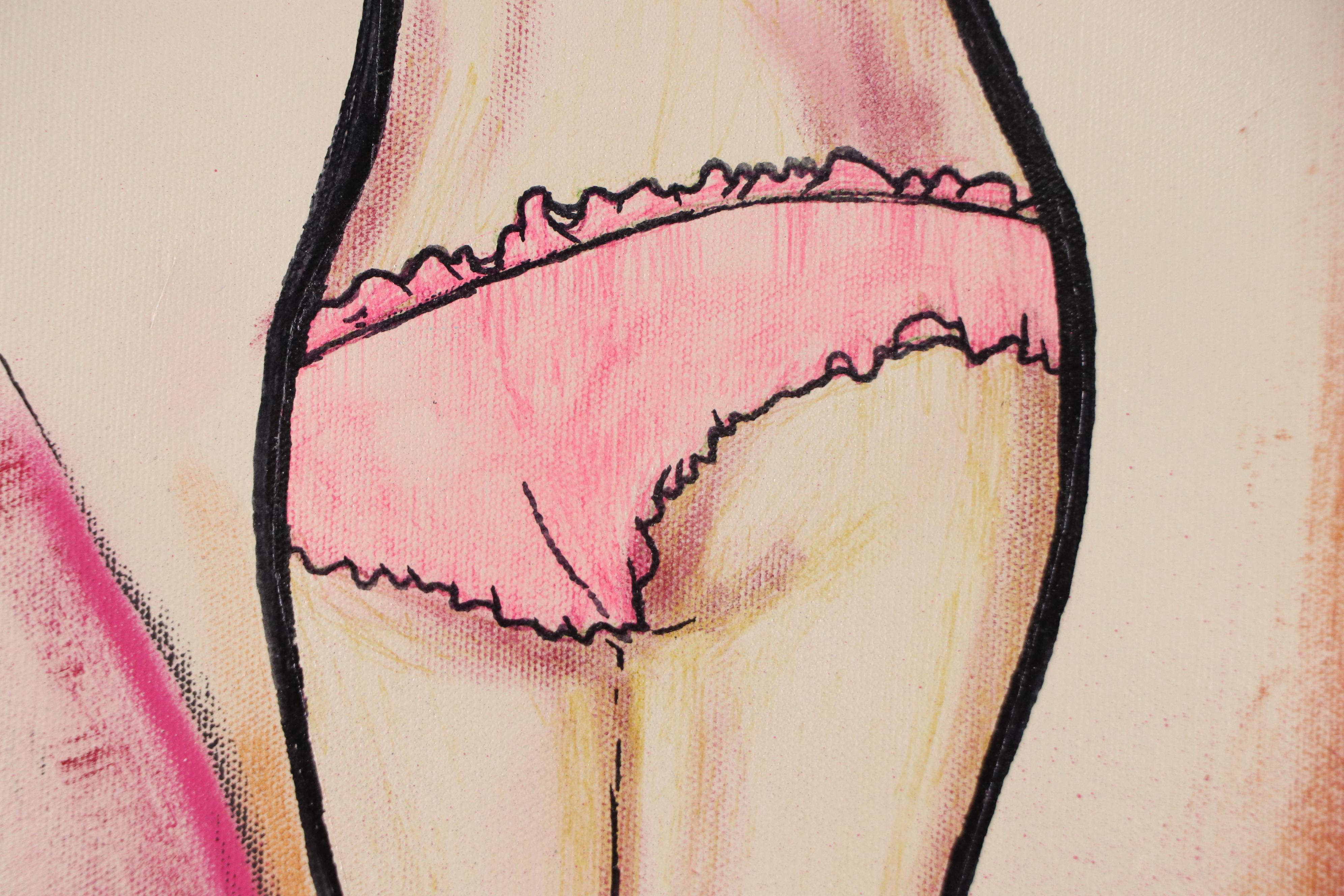 Stylized Figural Acrylic Painting, 21st Century