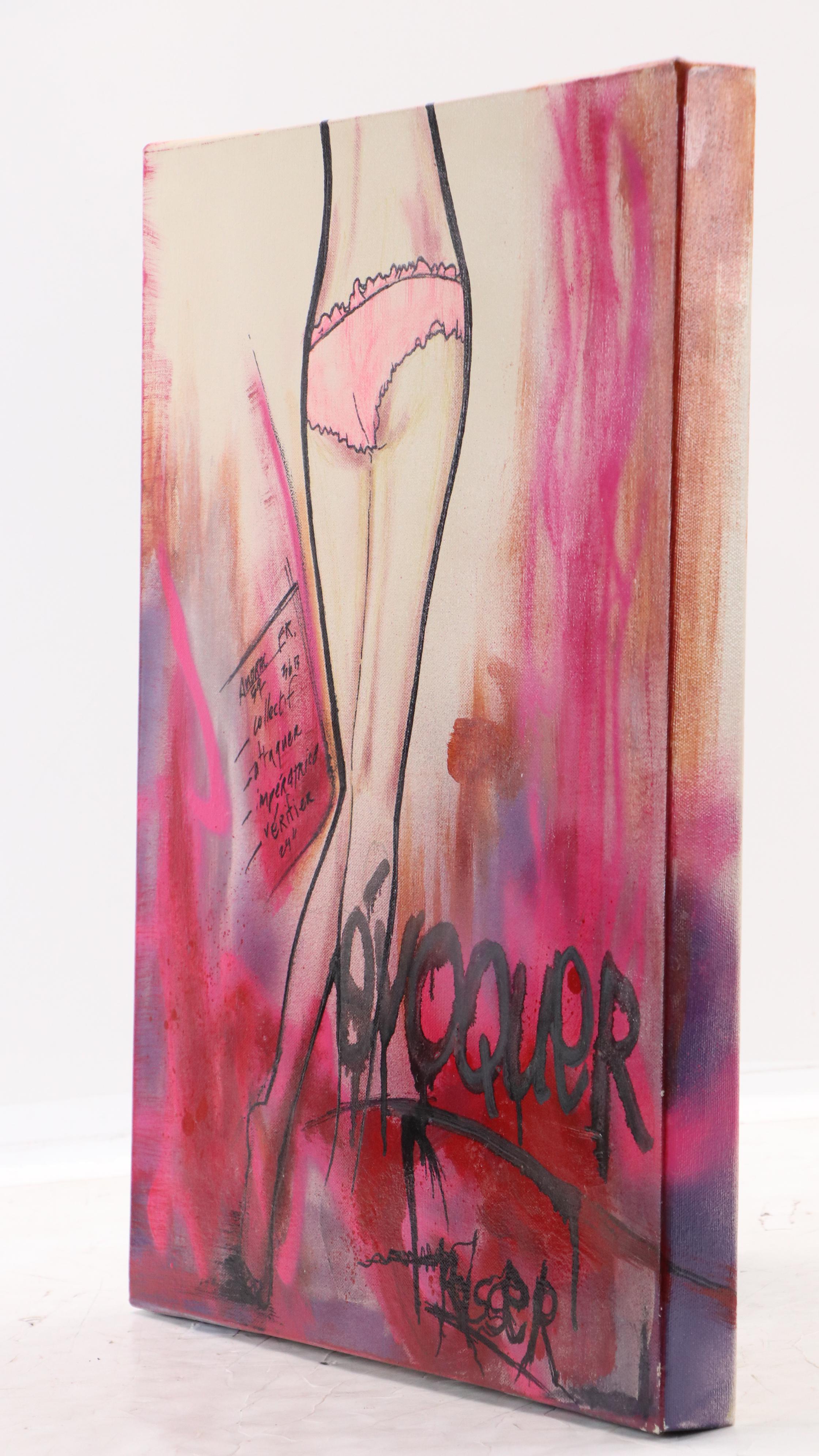 Stylized Figural Acrylic Painting, 21st Century