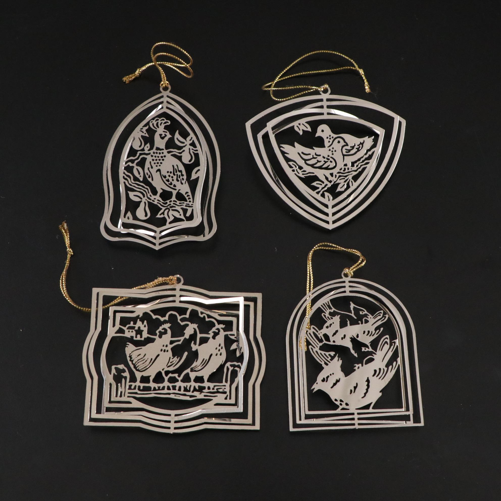 International Silver "Twelve Days of Christmas" Silver Finished Ornament Set