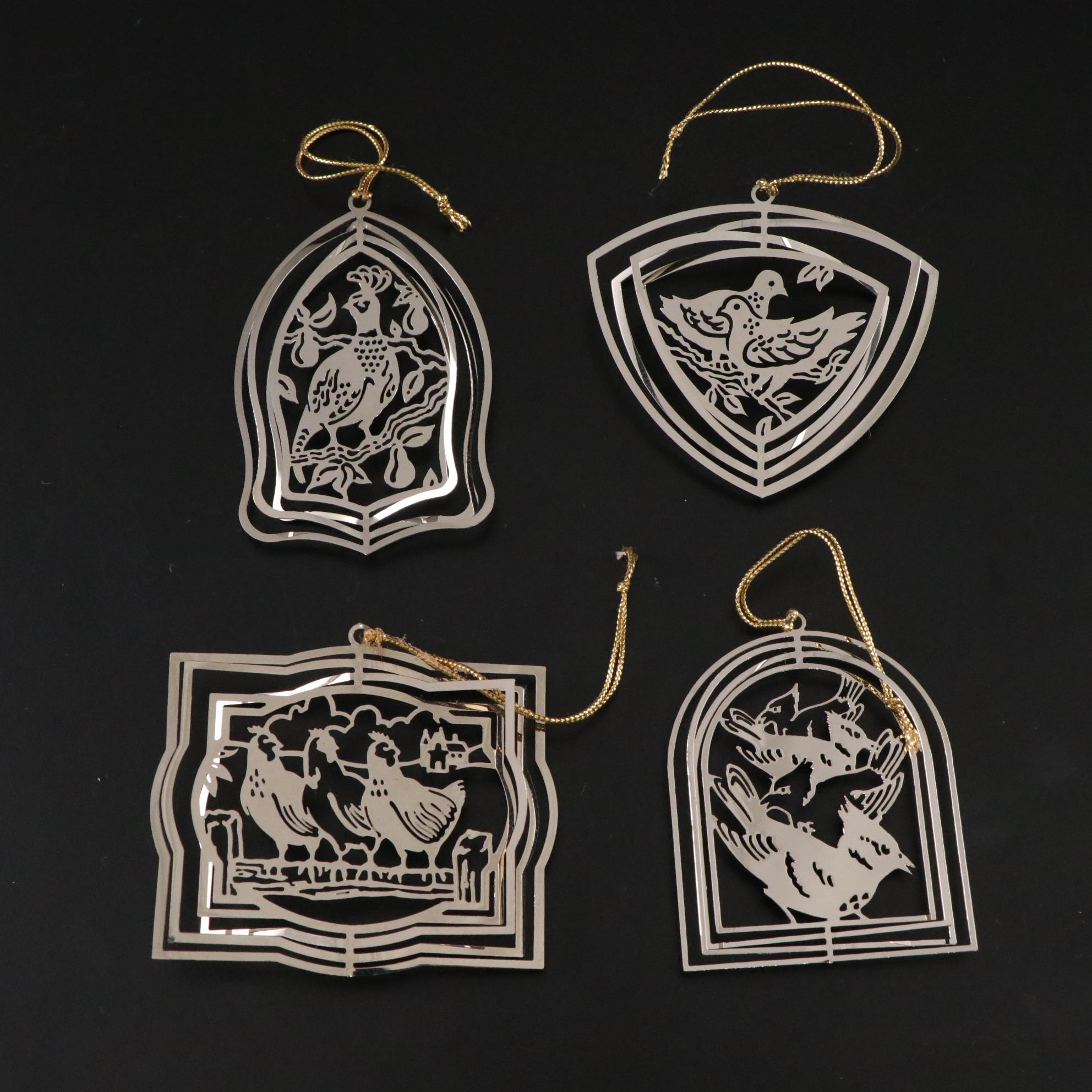 International Silver "Twelve Days of Christmas" Silver Finished Ornament Set