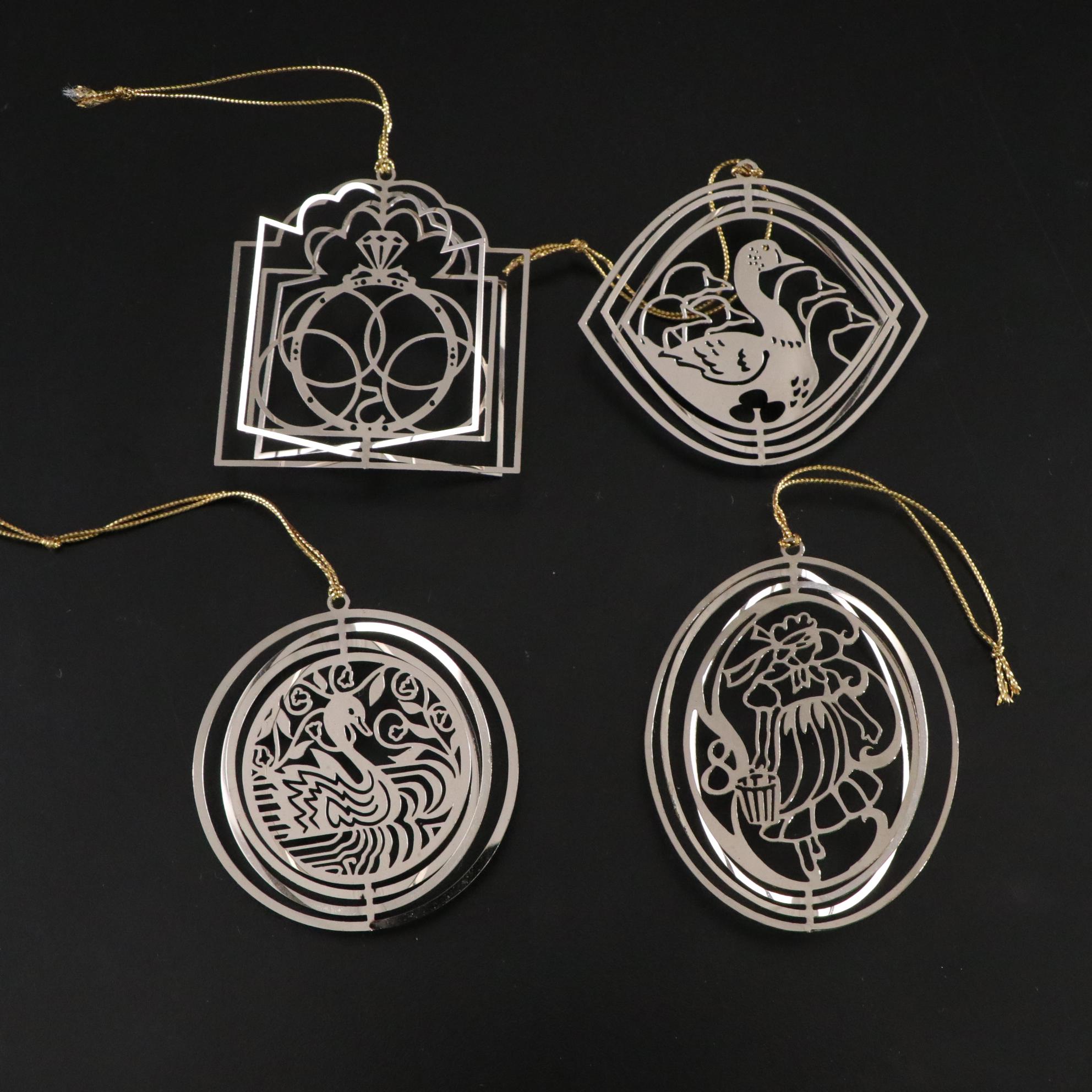 International Silver "Twelve Days of Christmas" Silver Finished Ornament Set