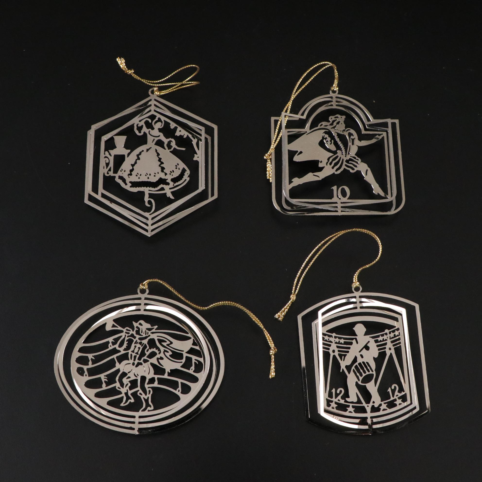 International Silver "Twelve Days of Christmas" Silver Finished Ornament Set