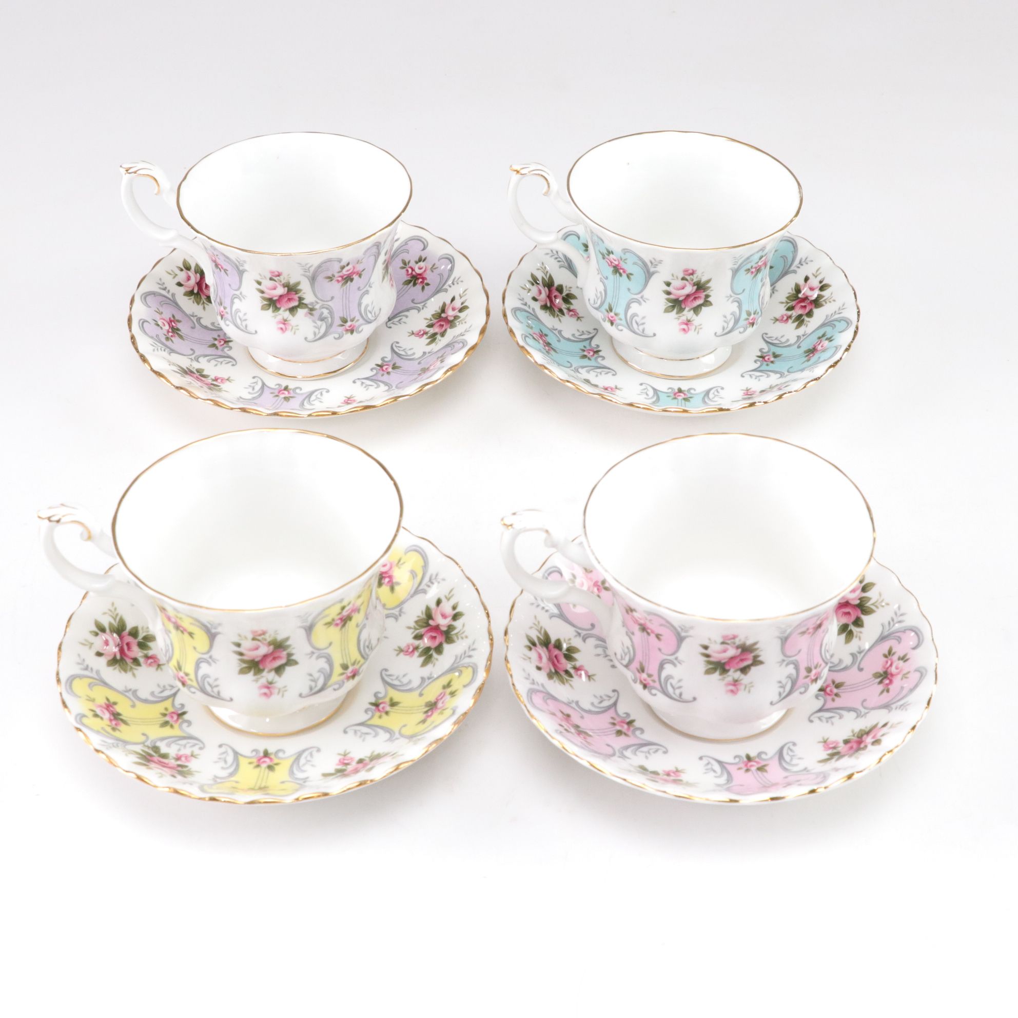 Royal Albert "Love Story Series" Porcelain Teacups, Set of Four